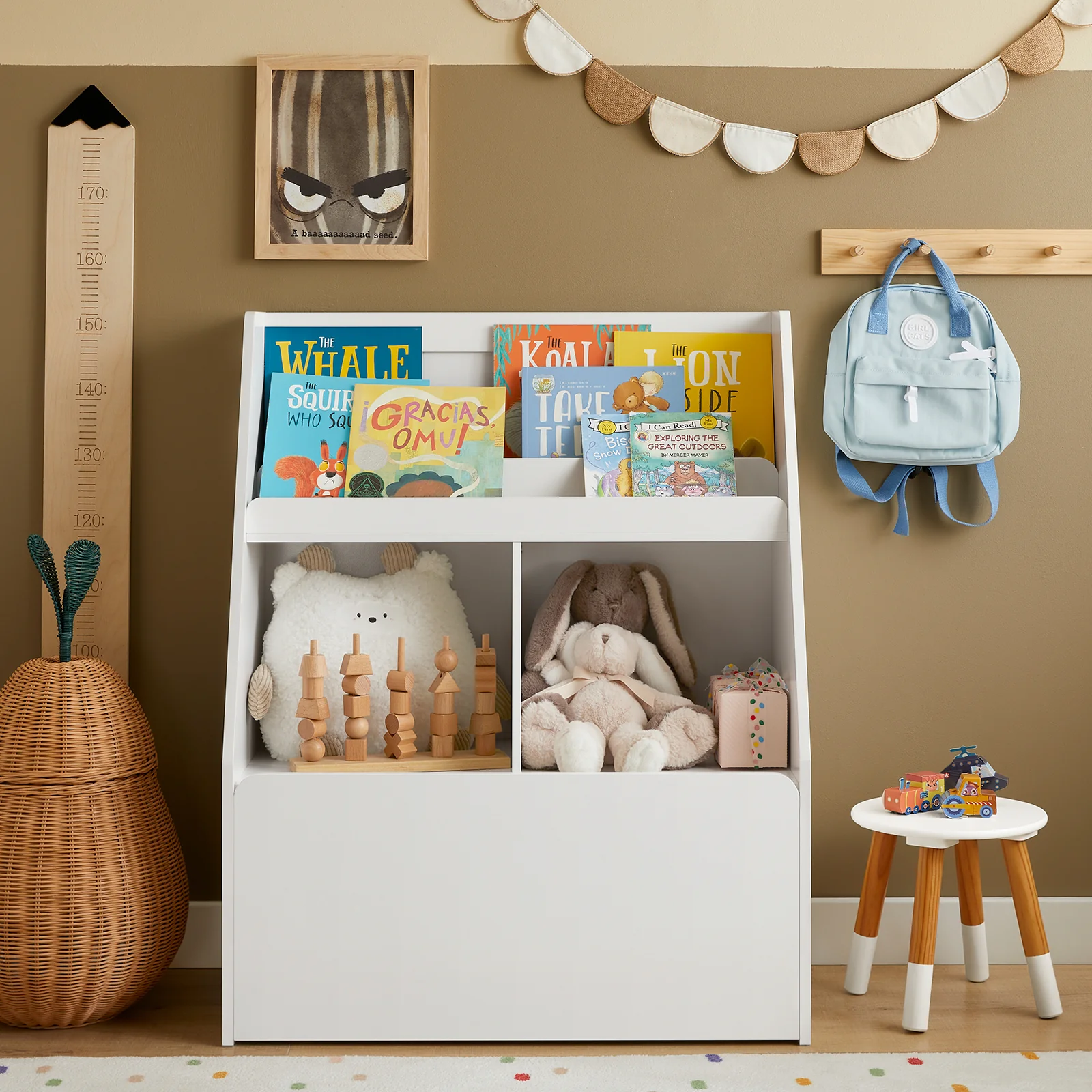 Preventa-SoBuy KMB83-W Librería para Niños con 1 Caja con Ruedas Blanco 80 x 40 x 100 cm - Image 4