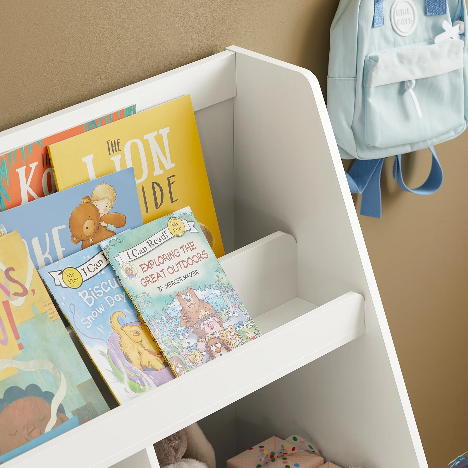 Preventa-SoBuy KMB83-W Librería para Niños con 1 Caja con Ruedas Blanco 80 x 40 x 100 cm - Image 6