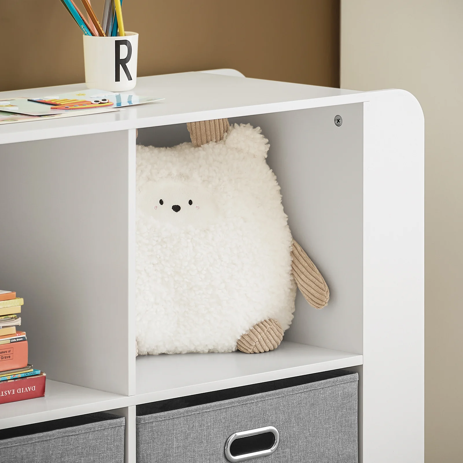 SoBuy KMB85-W Organizador de Juguetes Librería Infantil con 6 Estantes Laterales 2 Cestas - Image 8