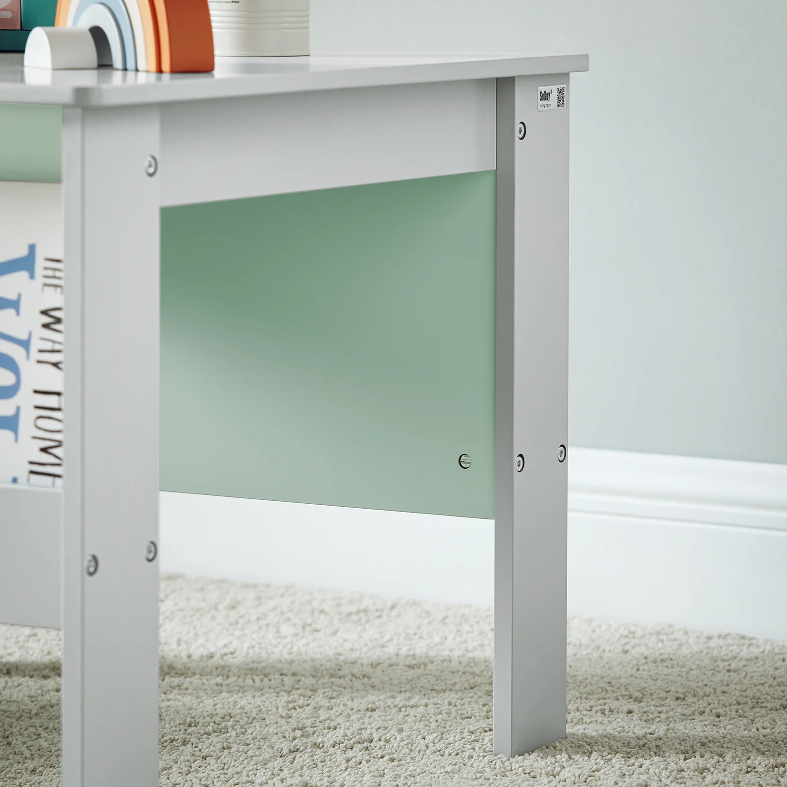 SoBuy KMB88-HG Juego de Mesa y 2 Sillas Infantil Muebles para niño Gris y Verde - Image 9