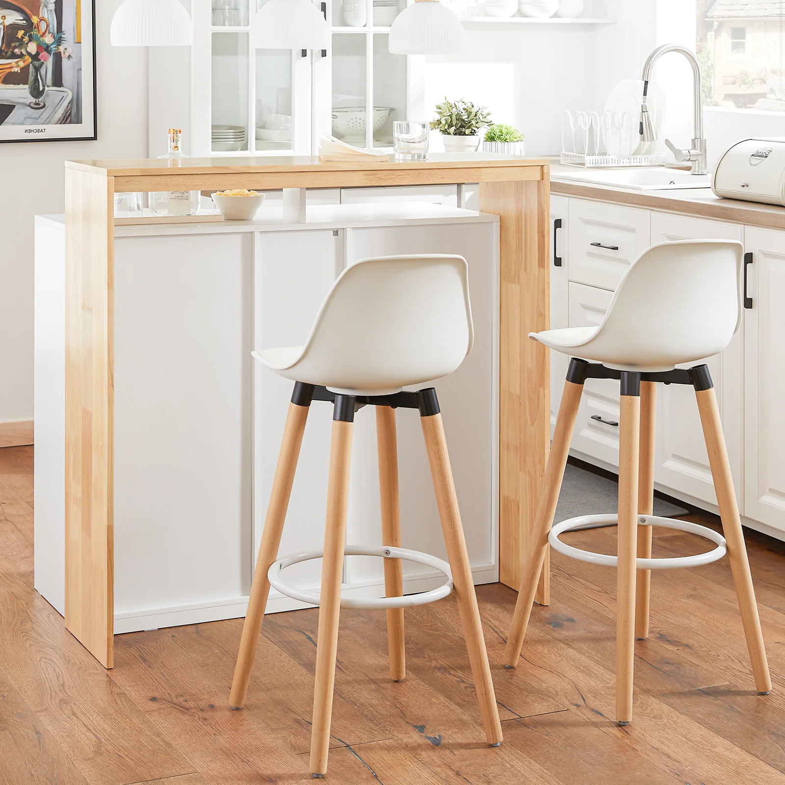 SoBuy KNL07-WN Aparador de Cocina 105cm con Encimera y 8 Cubos Blanco Natural - Image 4
