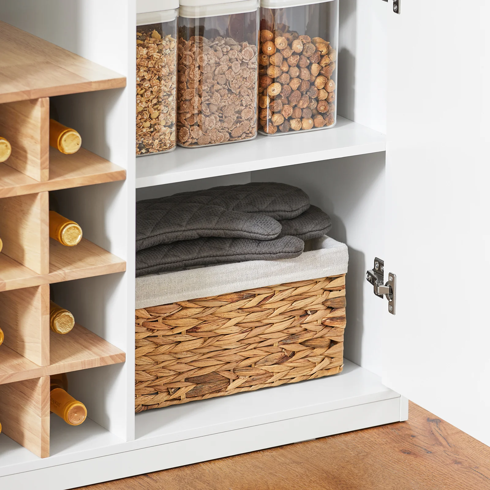 SoBuy KNL07-WN Aparador de Cocina 105cm con Encimera y 8 Cubos Blanco Natural - Image 9