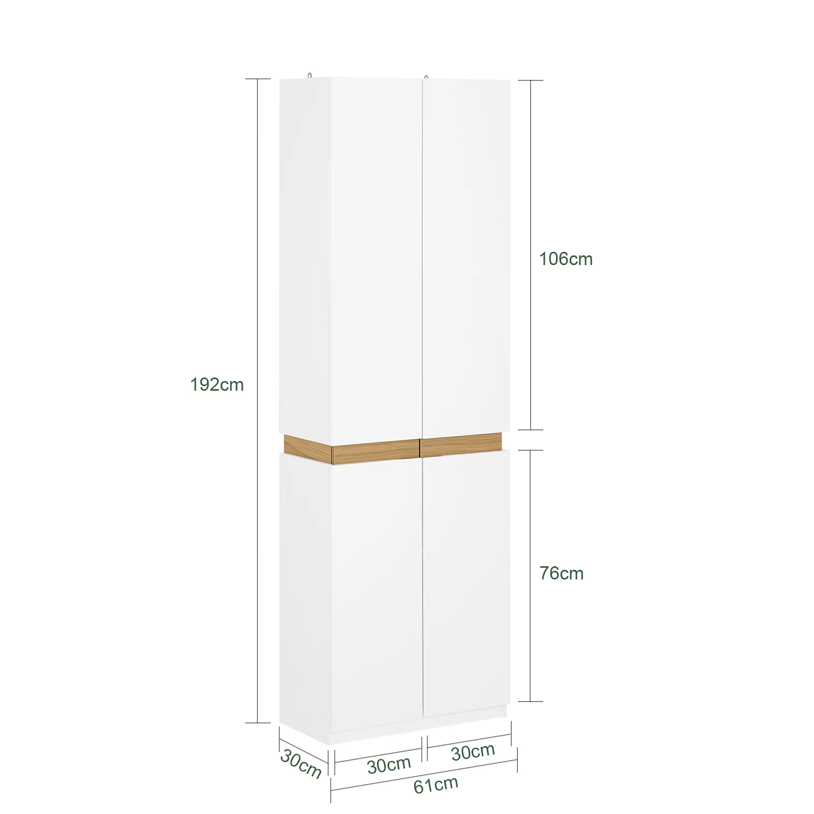 Preventa-SoBuy KSB01-W Armario Multiusos Ropero con 2 Puertas 61 x 30 x 192 cm Blanco - Image 3