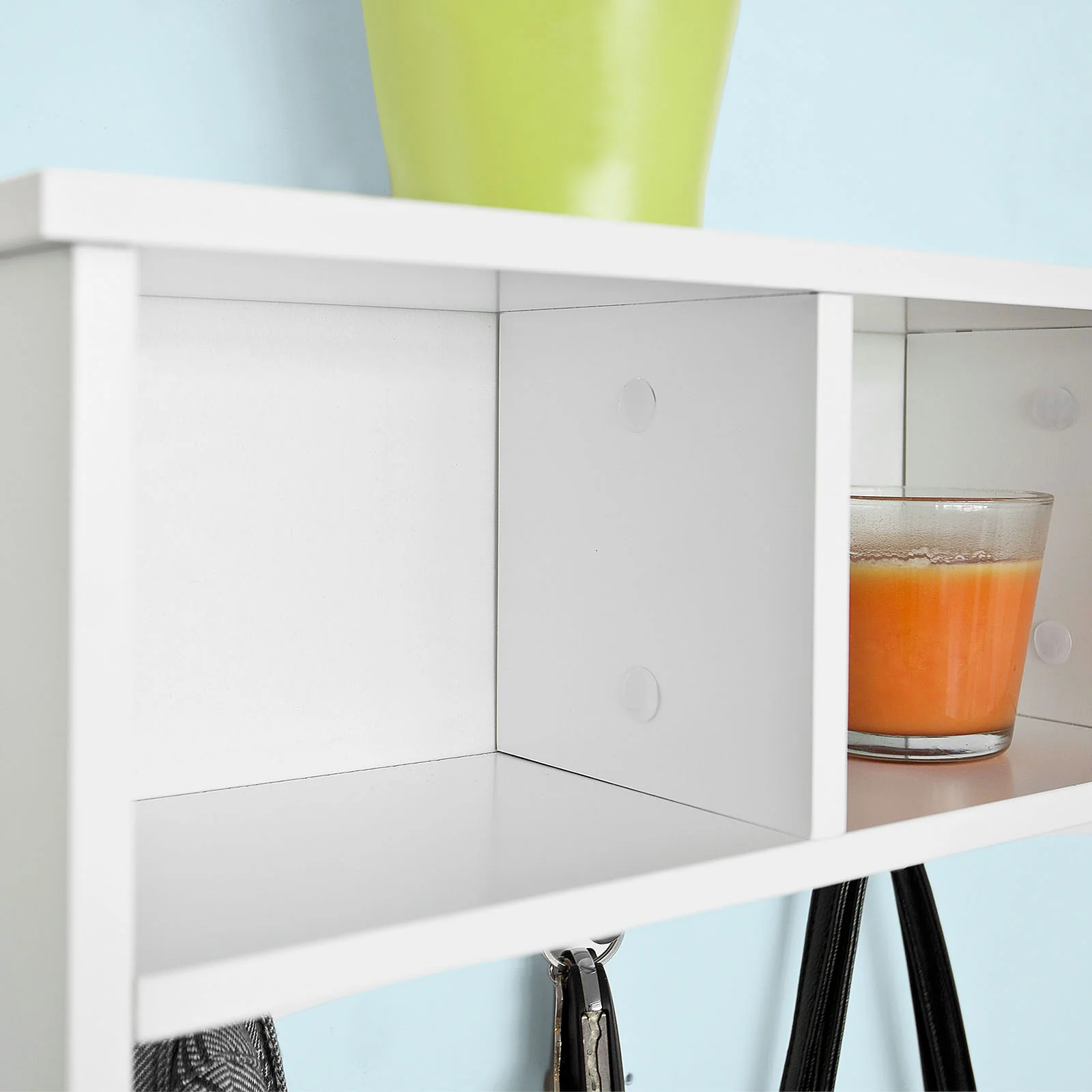 SoBuy FRG48-W  Perchero de pared con 3 compartimentos y 4 ganchos Dobles Blanco - Image 5