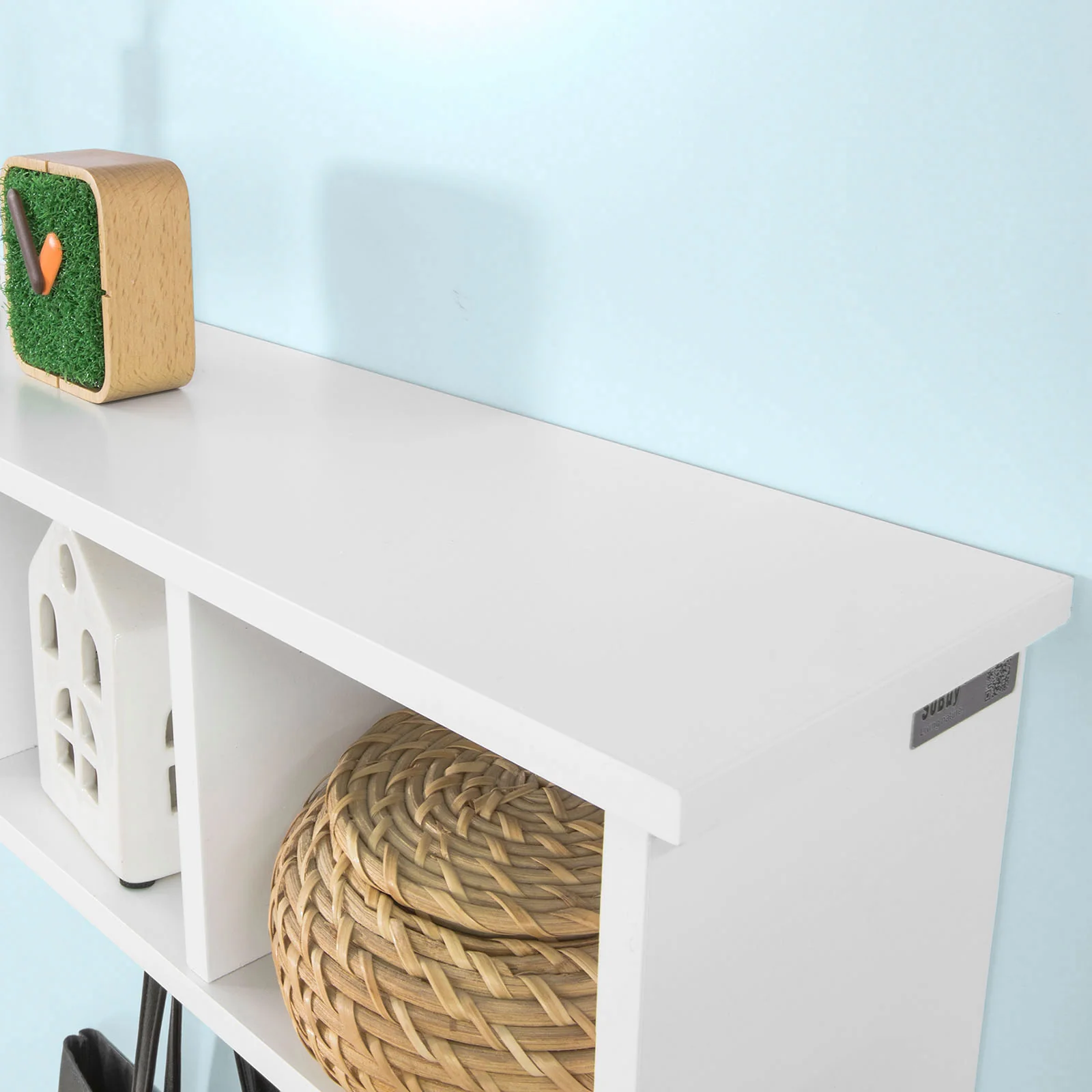 SoBuy FRG48-W  Perchero de pared con 3 compartimentos y 4 ganchos Dobles Blanco - Image 7