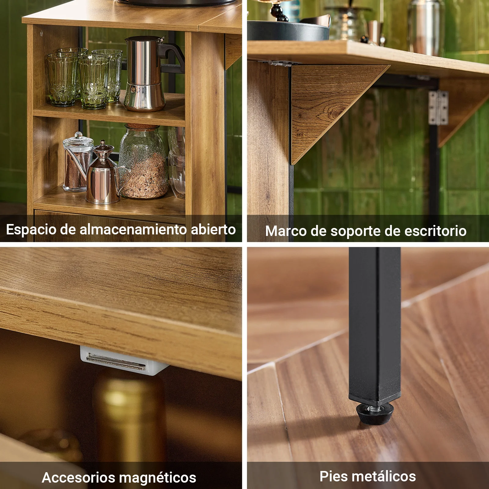 SoBuy FWT98-PF Mesa Alta de Bar con 1 Tablero Plegable Adicional - Image 5