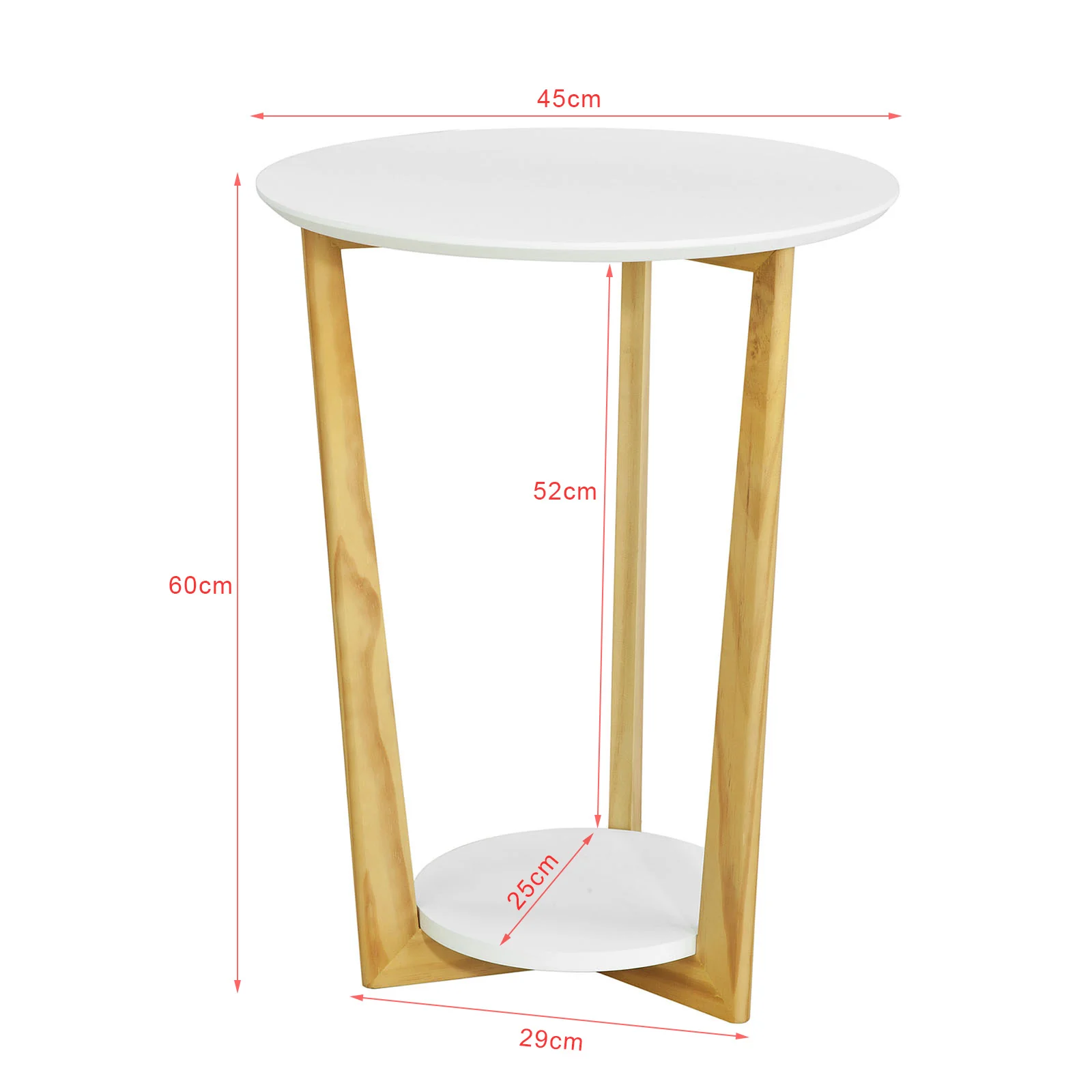 SoBuy FBT52-WN Mesa Auxiliar con 2 Estantes Blanco y Madera - Image 3