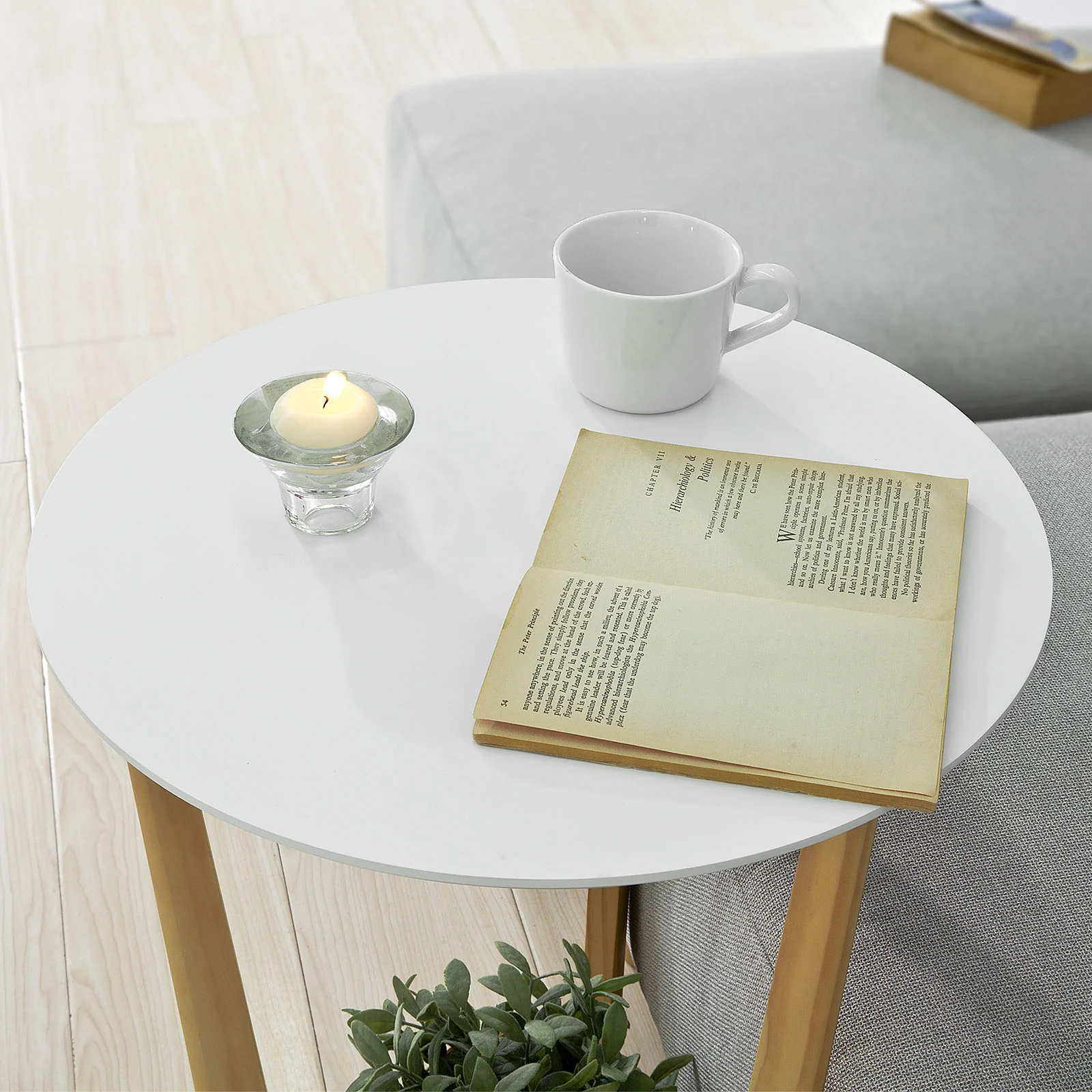 SoBuy FBT52-WN Mesa Auxiliar con 2 Estantes Blanco y Madera - Image 6