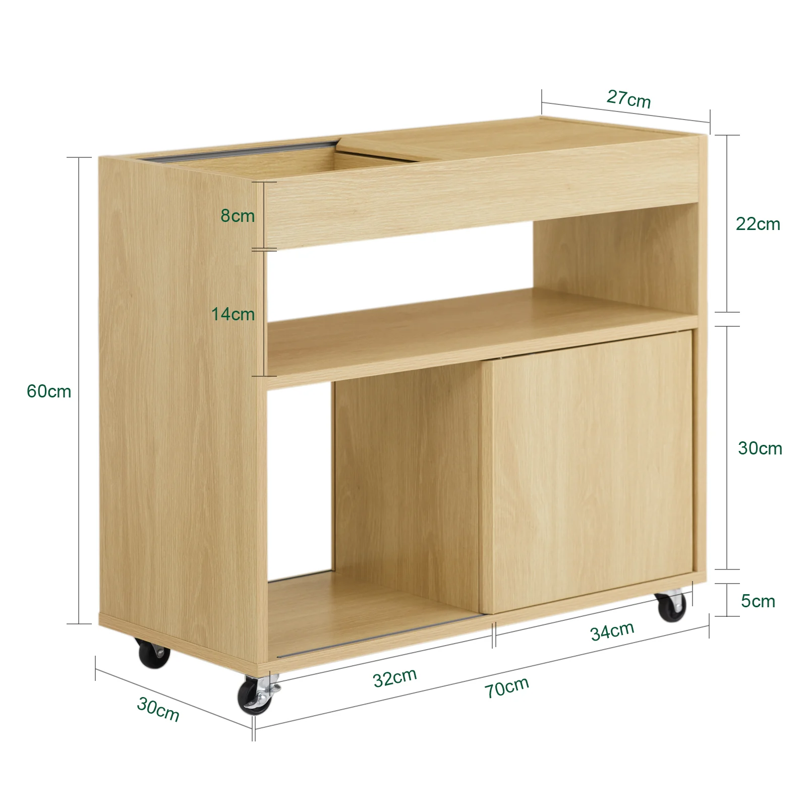 SoBuy FBT152-N Mesa Auxiliar con ruedas L70 x P30 x H60 cm - Image 2