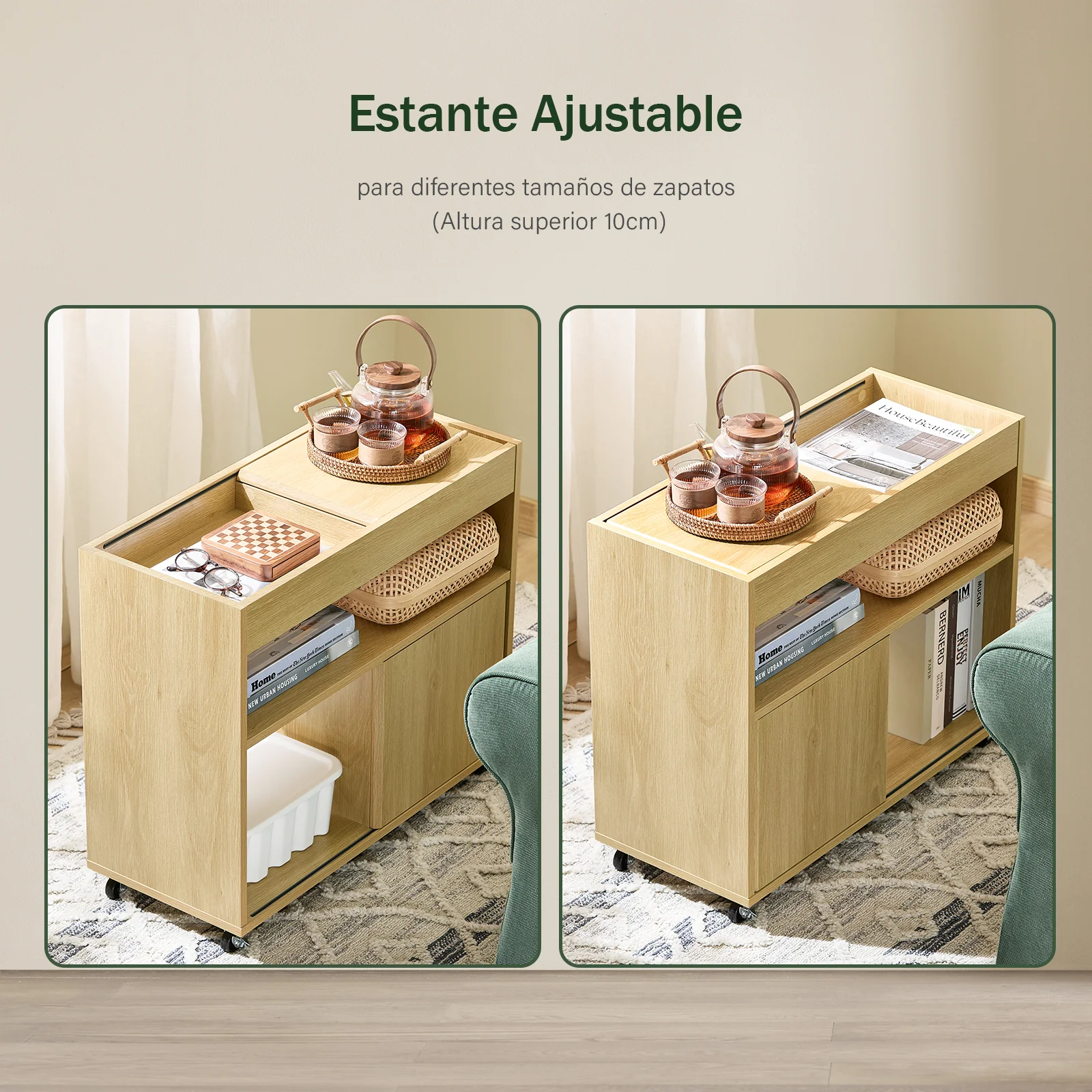 SoBuy FBT152-N Mesa Auxiliar con ruedas L70 x P30 x H60 cm - Image 3