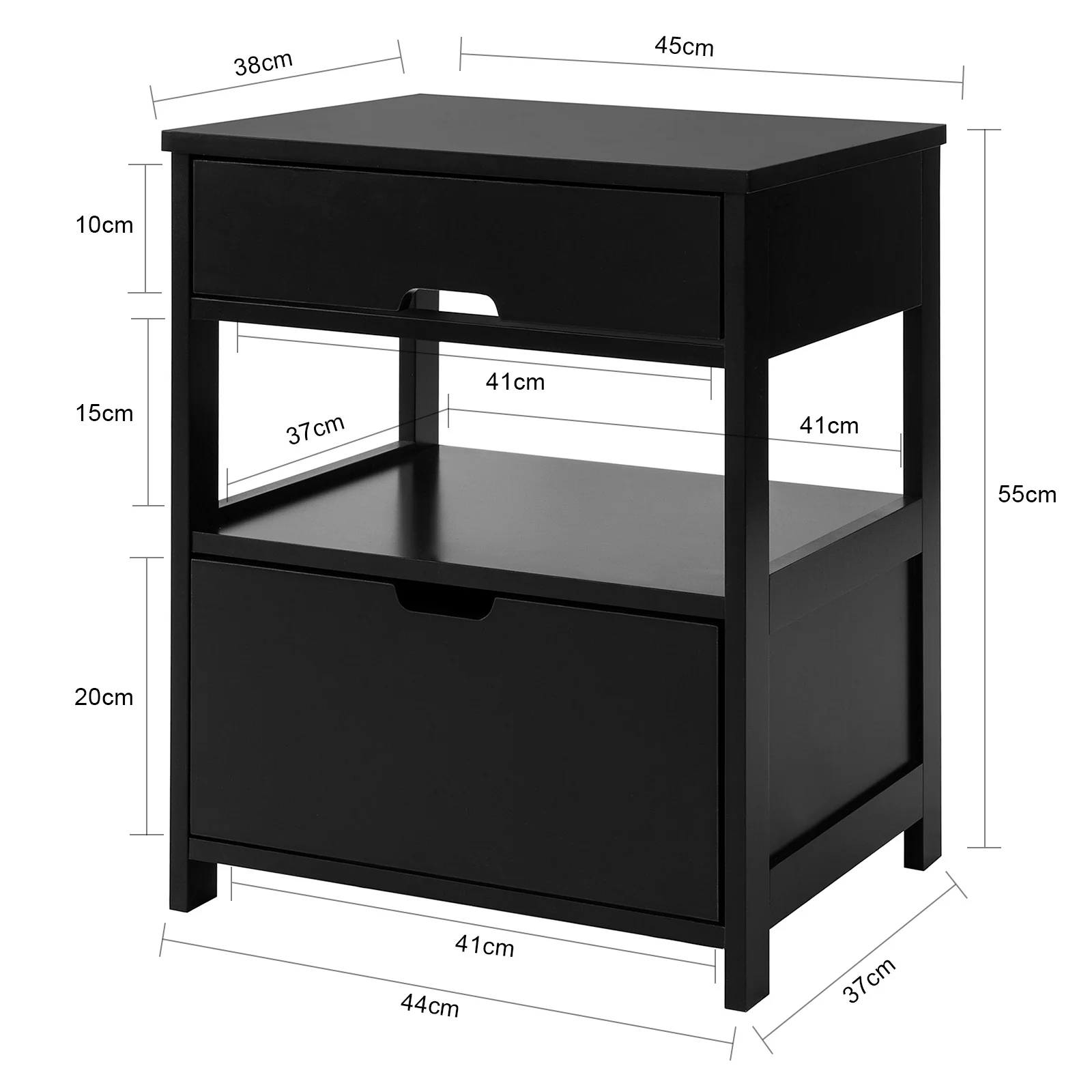 SoBuy FRG258-SCH Mesa Auxiliar con 2 cajones Negro - Image 3