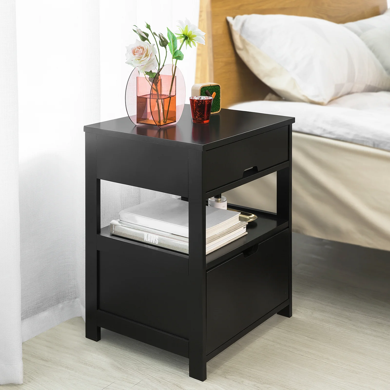 SoBuy FRG258-SCH Mesa Auxiliar con 2 cajones Negro - Image 4