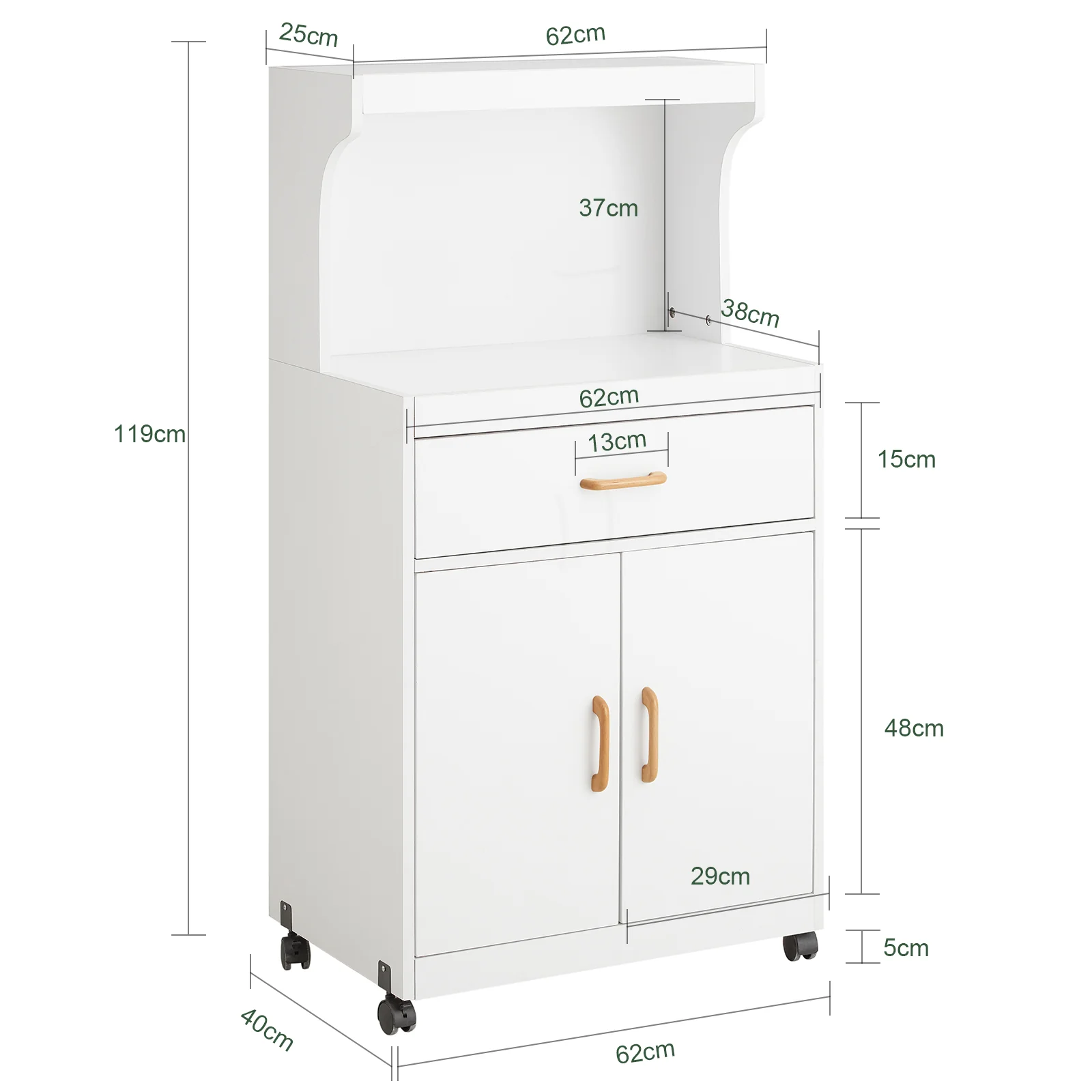 SoBuy FSB12-W Aparador para microondas con 2 puertas y 1 cajón - Image 3
