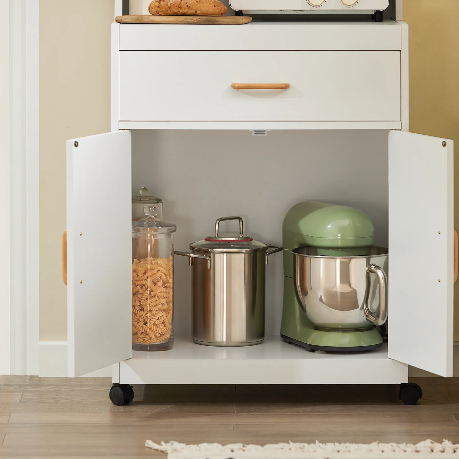 SoBuy FSB12-W Aparador para microondas con 2 puertas y 1 cajón - Image 6