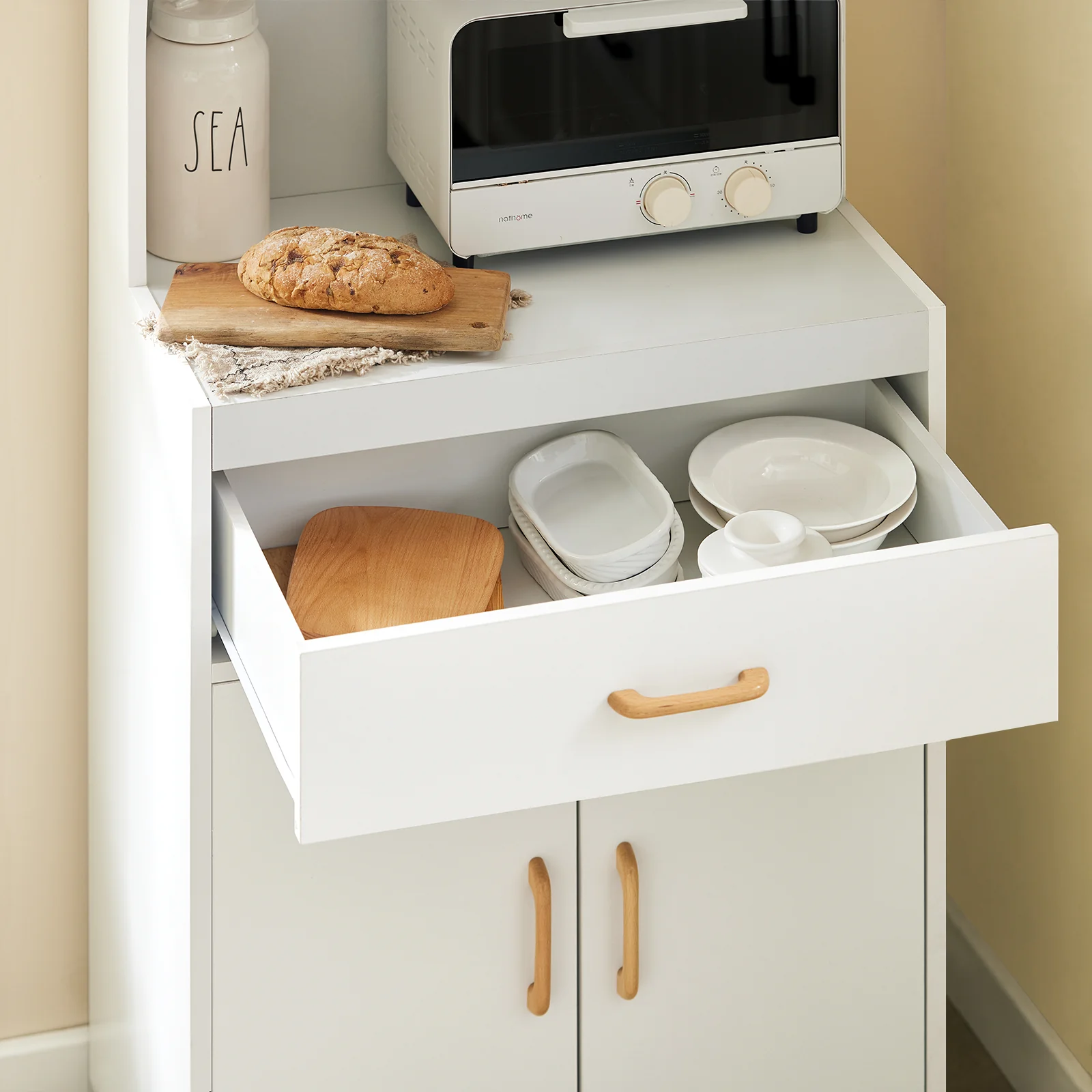 SoBuy FSB12-W Aparador para microondas con 2 puertas y 1 cajón - Image 7