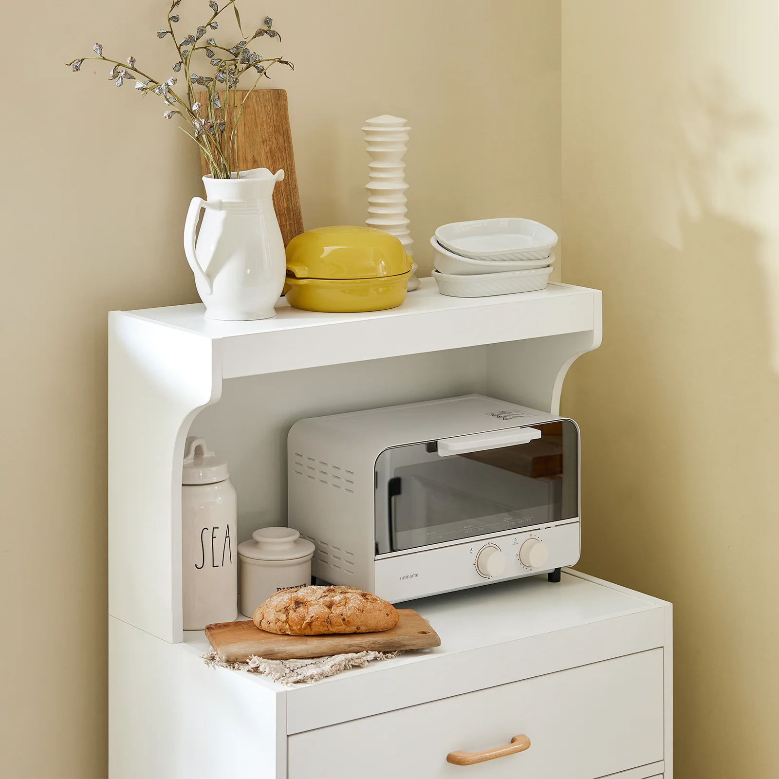 SoBuy FSB12-W Aparador para microondas con 2 puertas y 1 cajón - Image 9