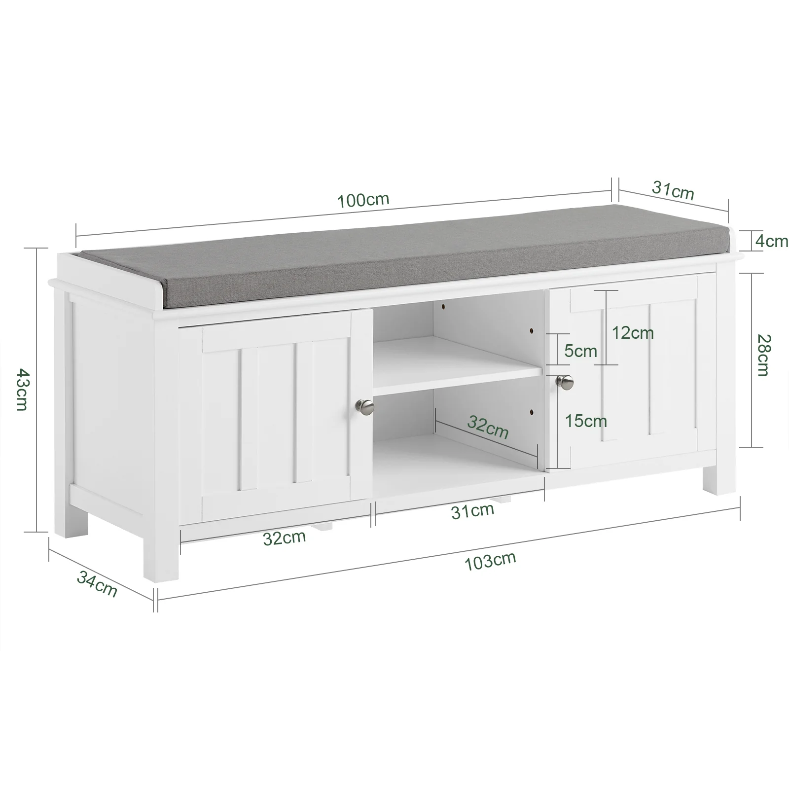 SoBuy FSR35-W+FRG282-W Mueble recibidor Zapatero con Perchero Gris+Blanco - Image 3