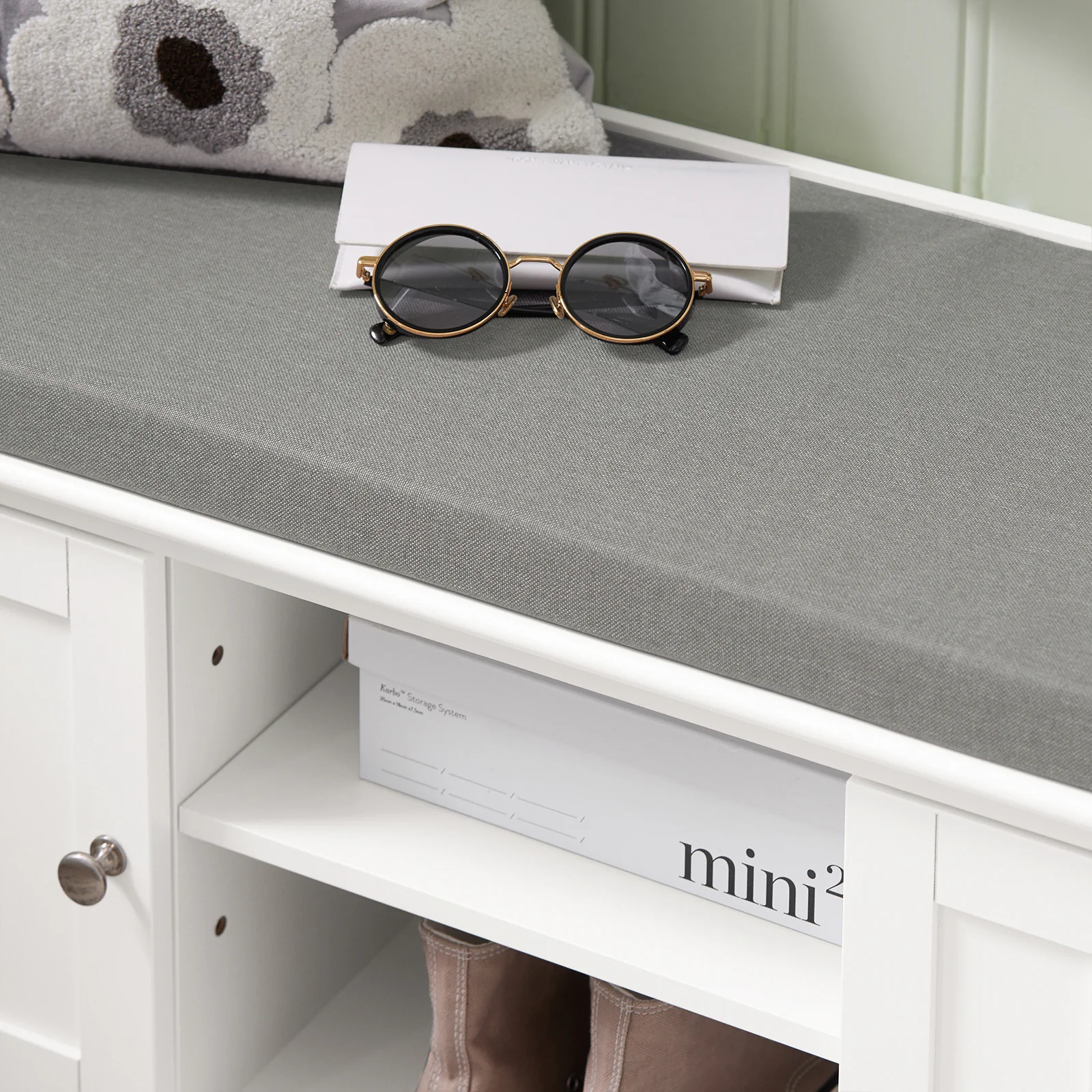 SoBuy FSR35-W+FRG282-W Mueble recibidor Zapatero con Perchero Gris+Blanco - Image 6