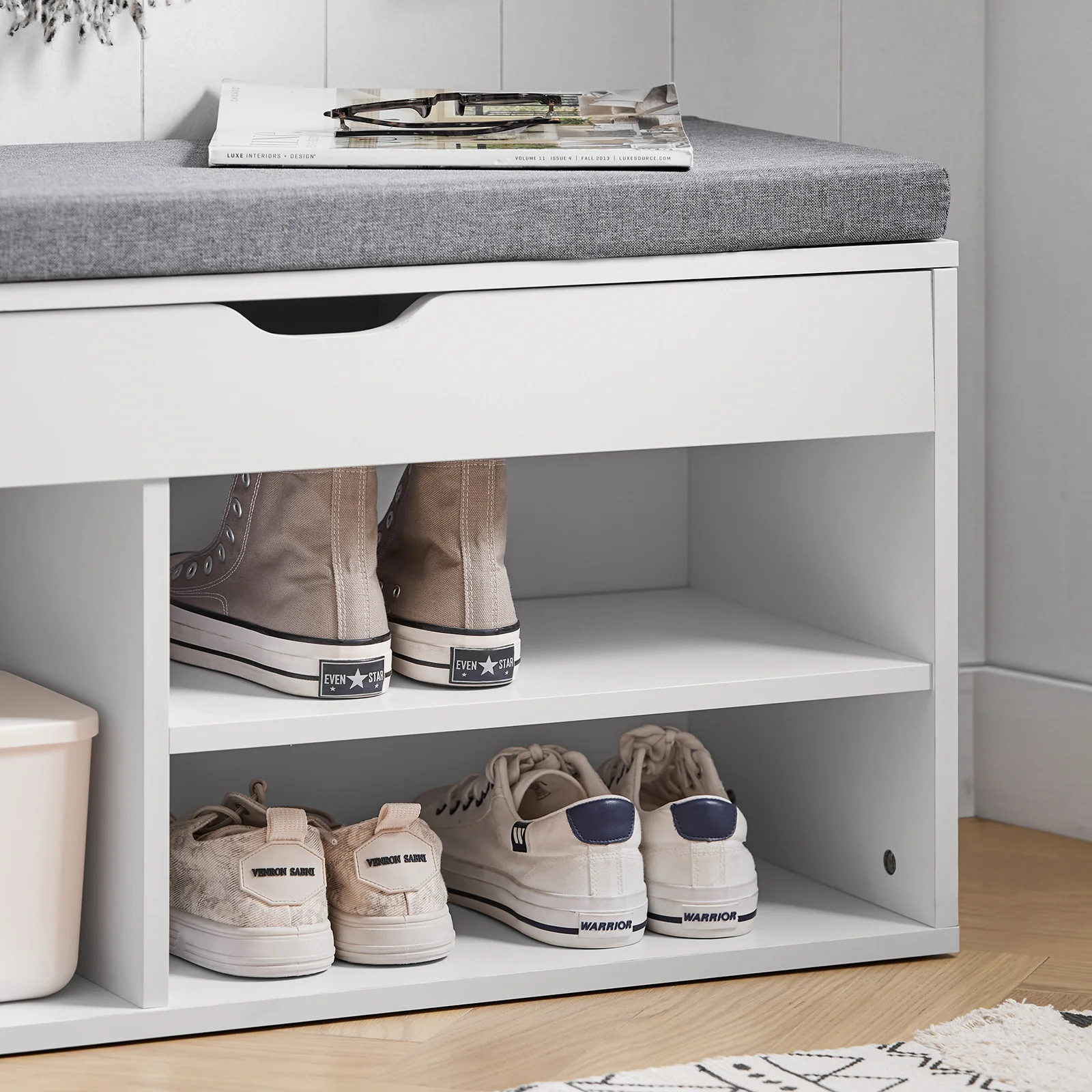 SoBuy FSR45-HG+FRG282-W Mueble recibidor Zapatero con Perchero - Image 5