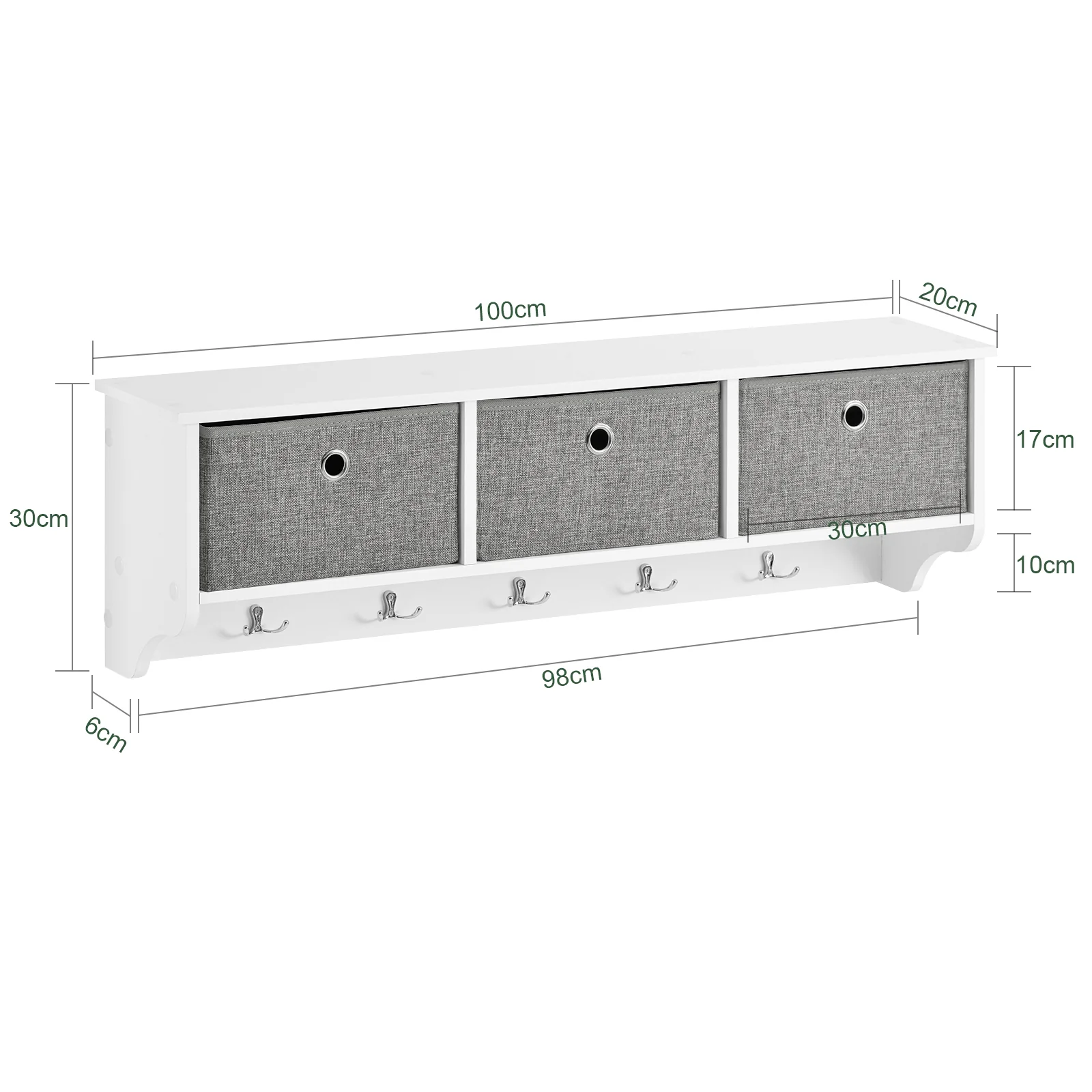 SoBuy FSR64-W+FRG282-W Set de Mueble recibidor Zapatero x1 con Perchero x1 - Image 7