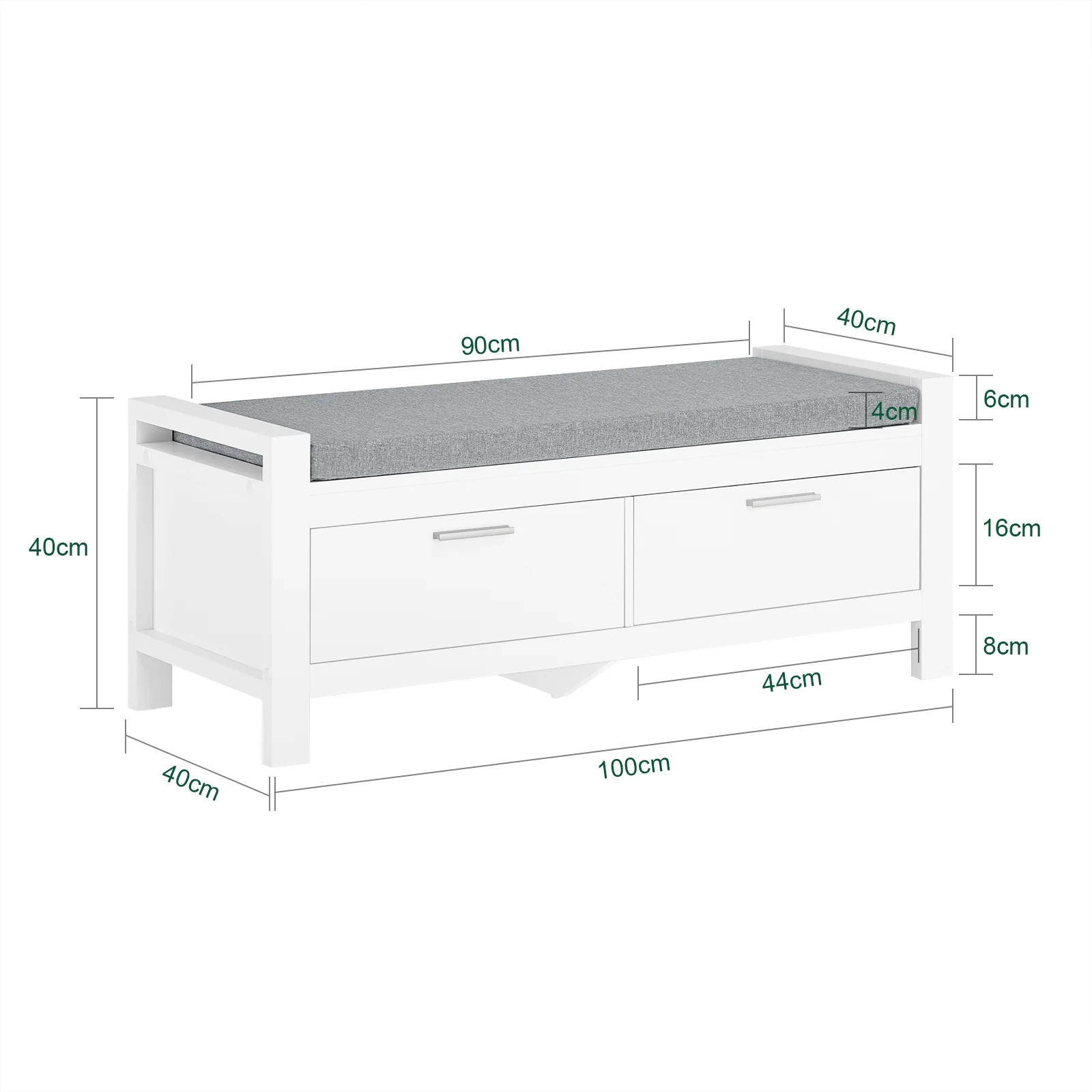SoBuy FSR74-W+FRG282-W Mueble recibidor Zapatero con Perchero - Image 3