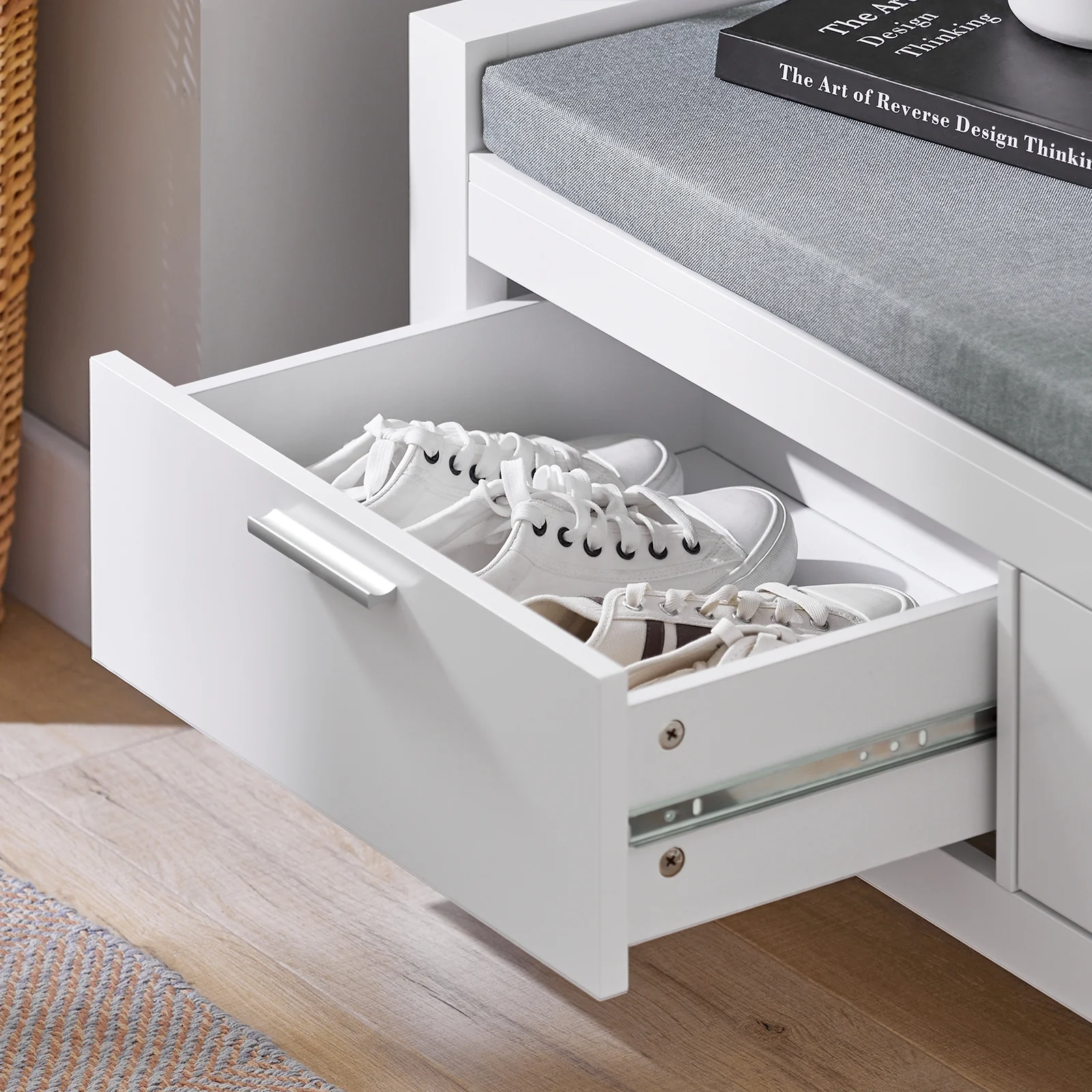 SoBuy FSR74-W+FRG282-W Mueble recibidor Zapatero con Perchero - Image 4