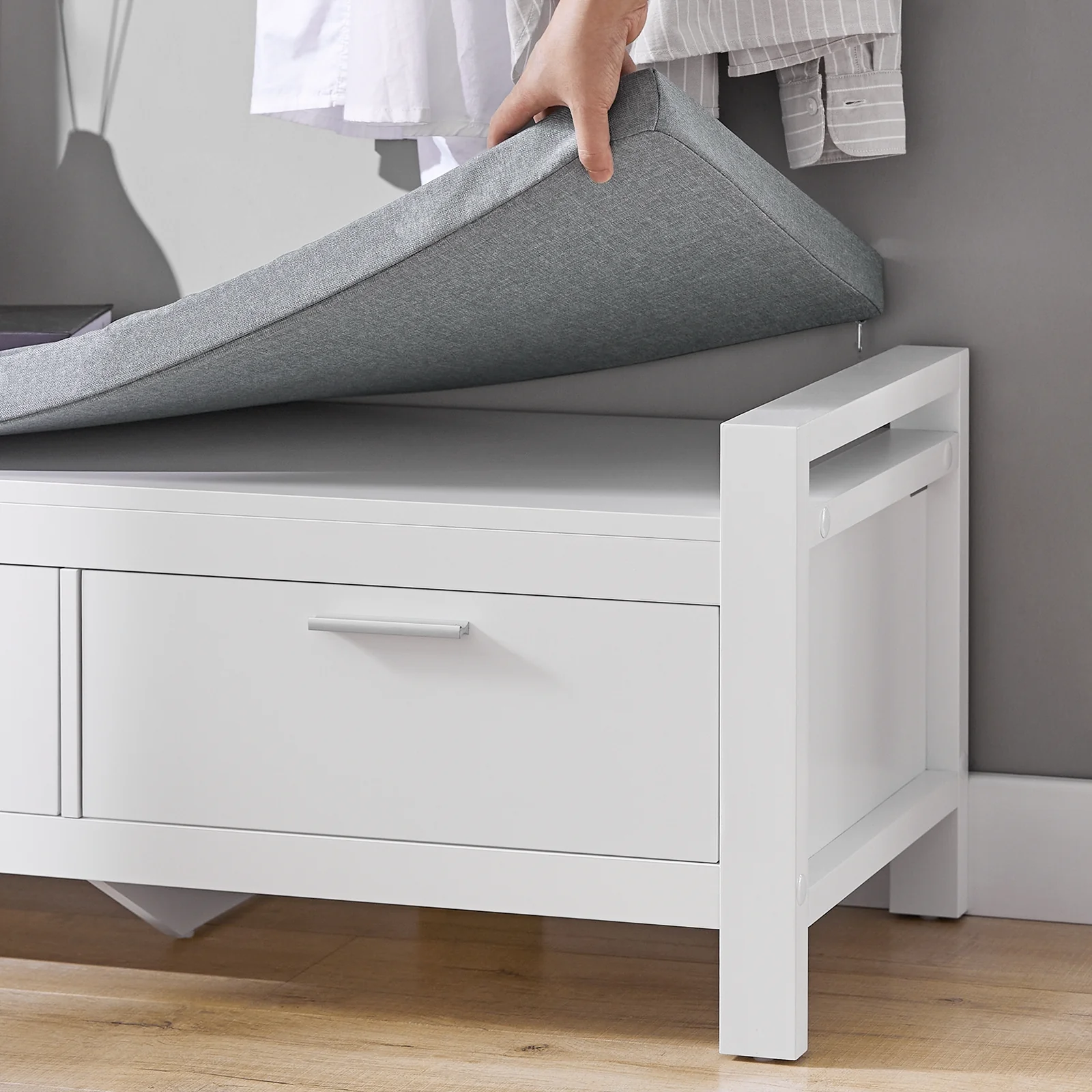 SoBuy FSR74-W+FRG282-W Mueble recibidor Zapatero con Perchero - Image 5