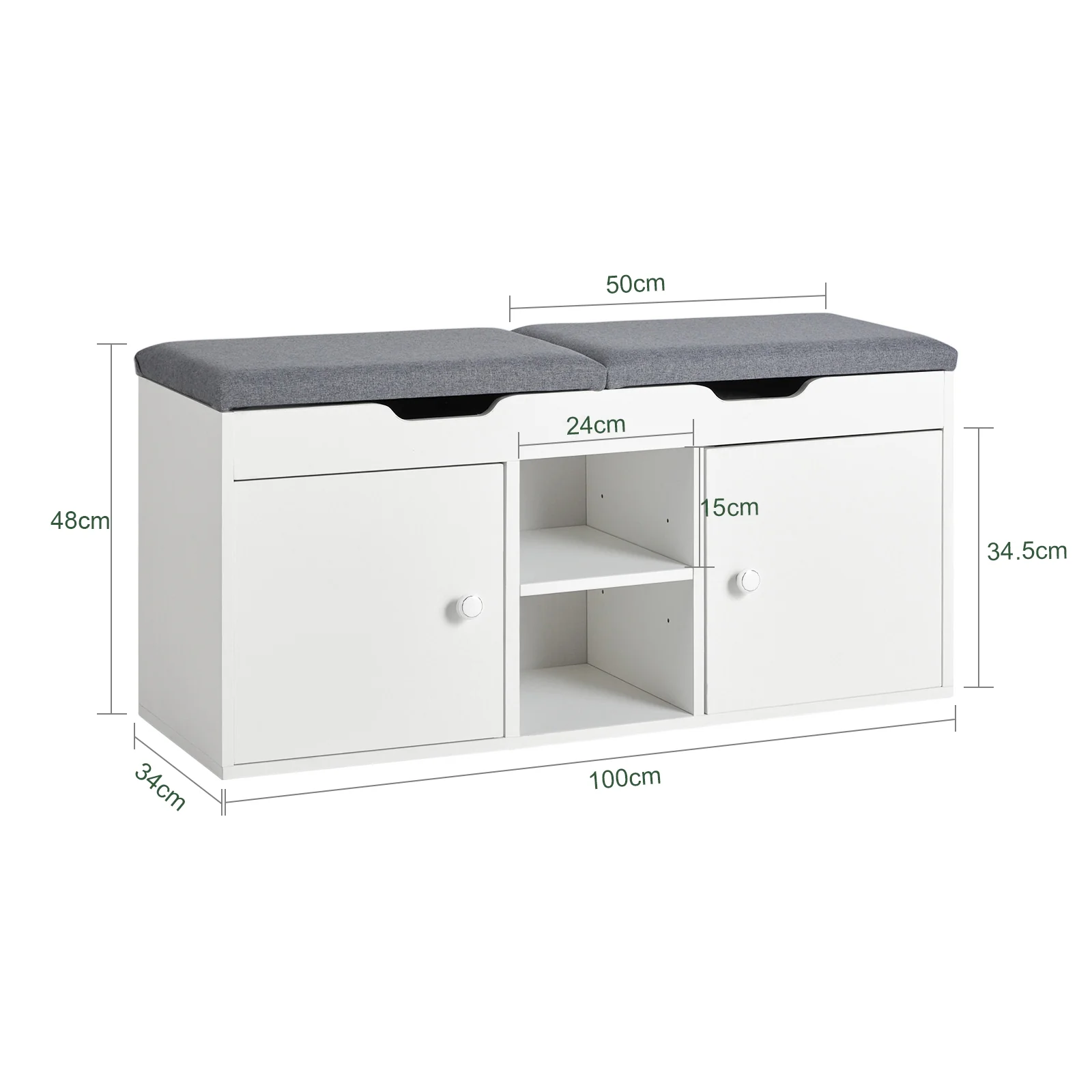 SoBuy FSR96-W+FRG282-W Mueble recibidor Zapatero con Perchero Gris+Blanco - Image 3