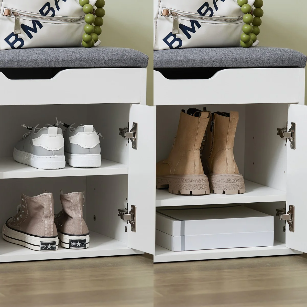 SoBuy FSR96-W+FRG282-W Mueble recibidor Zapatero con Perchero Gris+Blanco - Image 5
