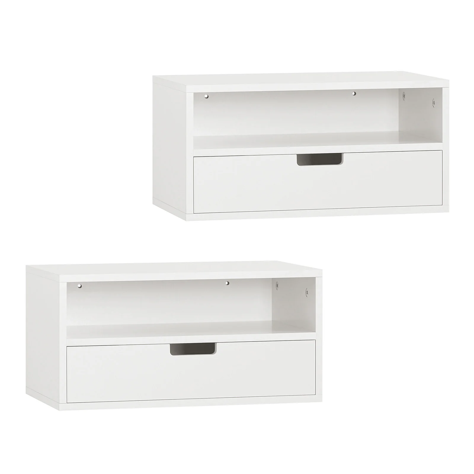 SoBuy NKD03-Wx2 Set de 2 Mesitas de noche Flotantes con 1 Cajón Blanco
