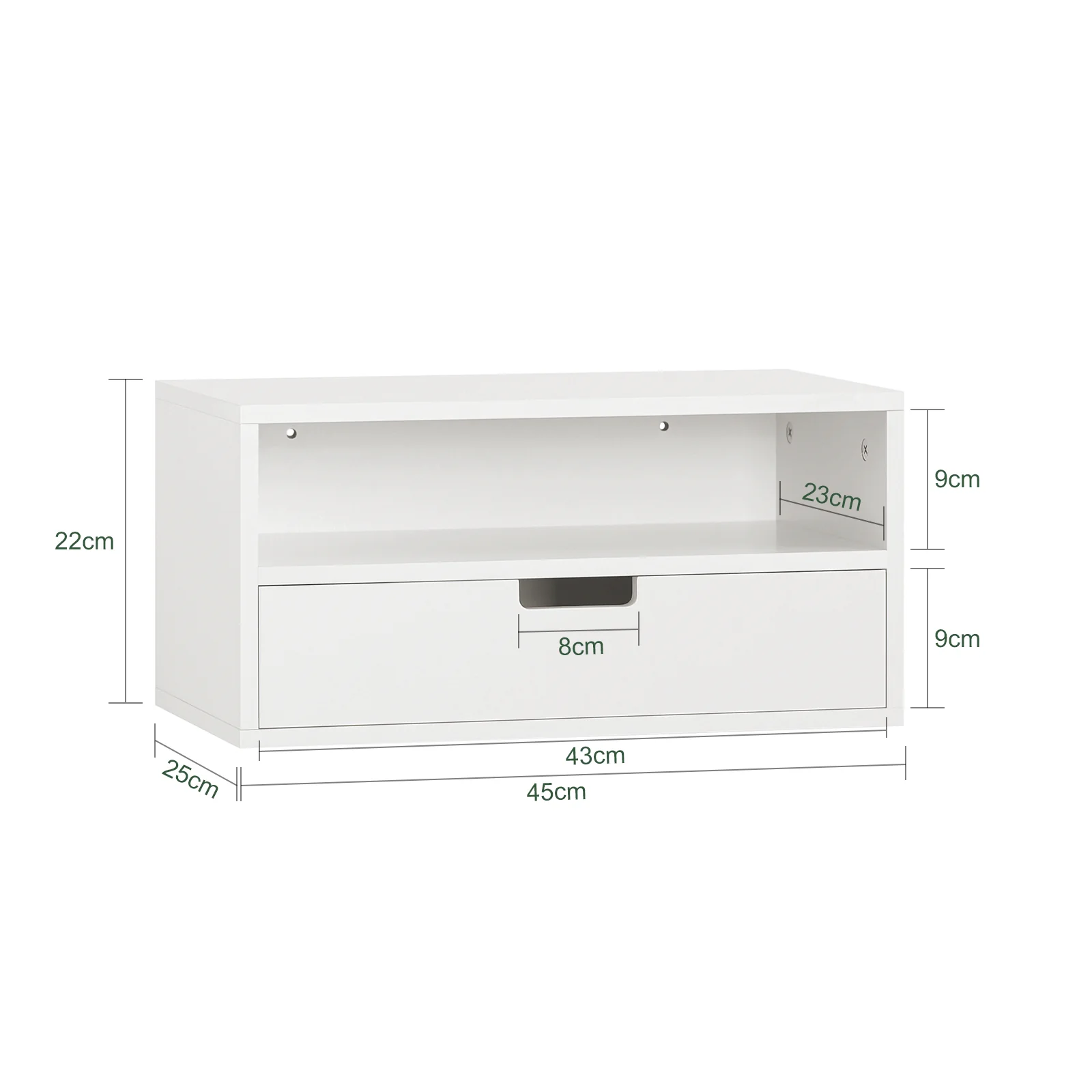 SoBuy NKD03-Wx2 Set de 2 Mesitas de noche Flotantes con 1 Cajón Blanco - Image 3