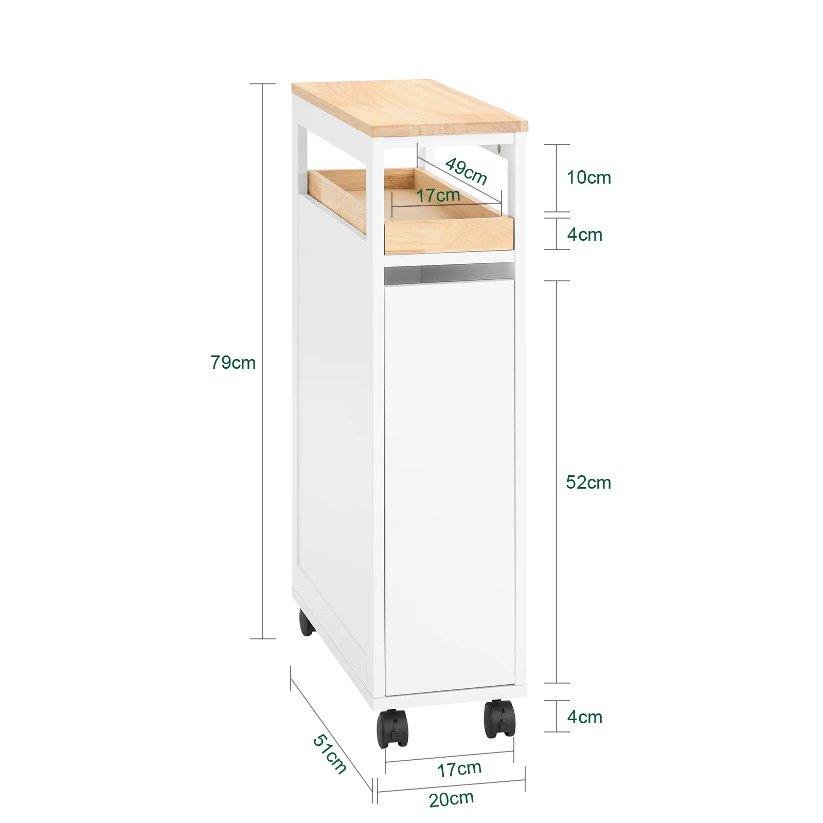 SoBuy NSR11-WN Carrito Estrecho Multiusos 20cm con Ruedas y 3 Niveles Blanco - Image 3