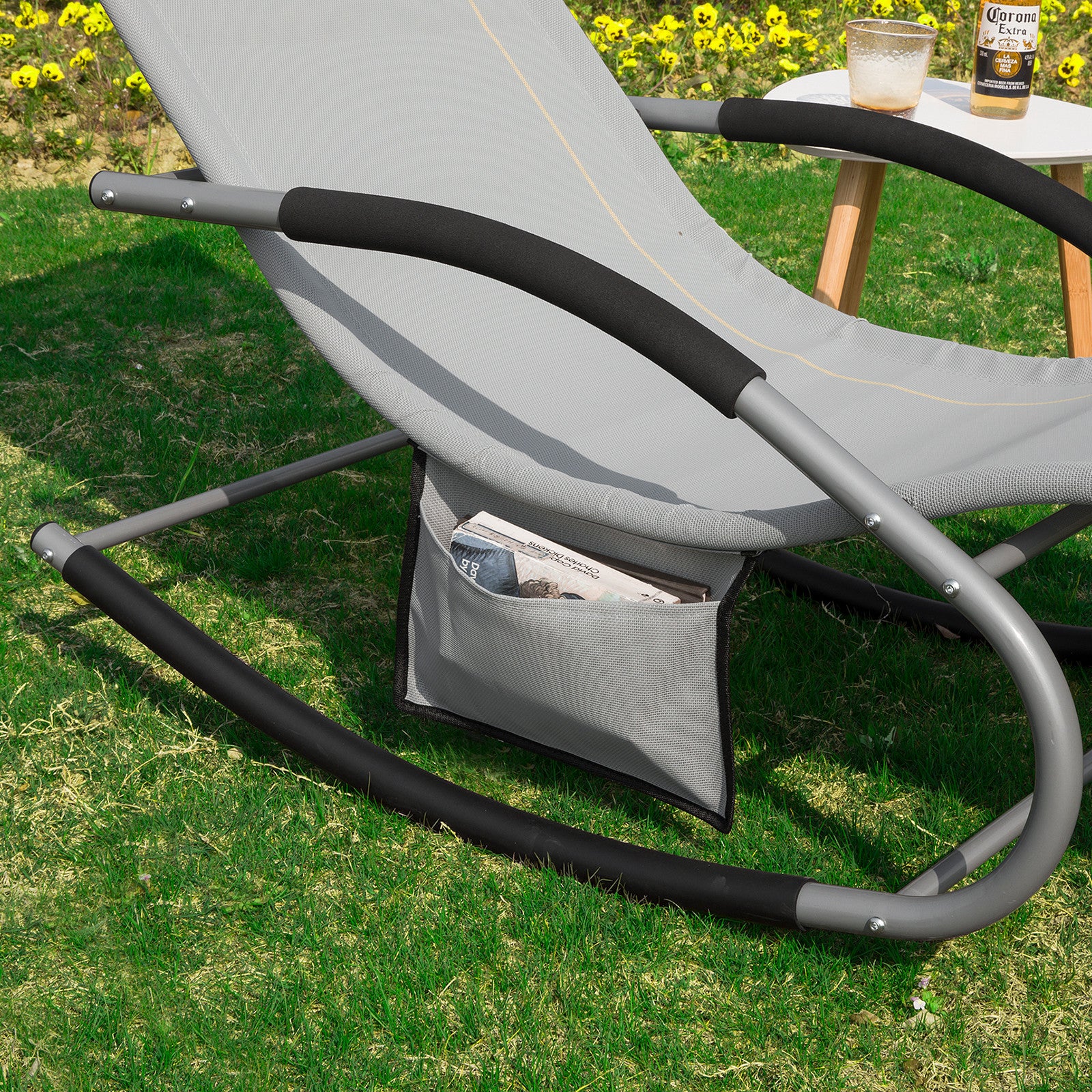 SoBuy OGS28-HG Tumbona con Almohada y Bolsillo Lateral Gris - Image 8