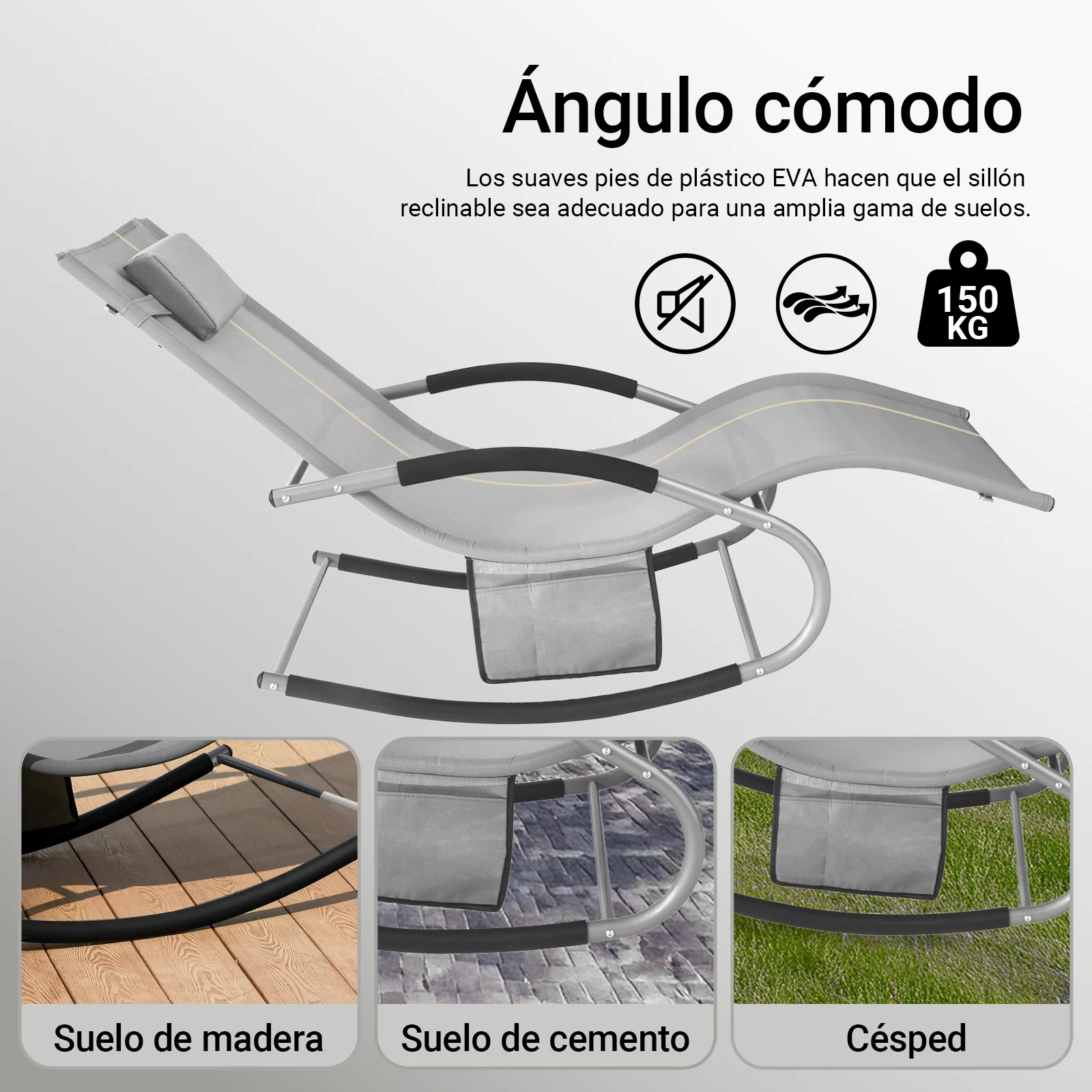 SoBuy OGS28-HGx2 Tumbonas X2 con Almohada y Bolsillo Lateral - Image 5