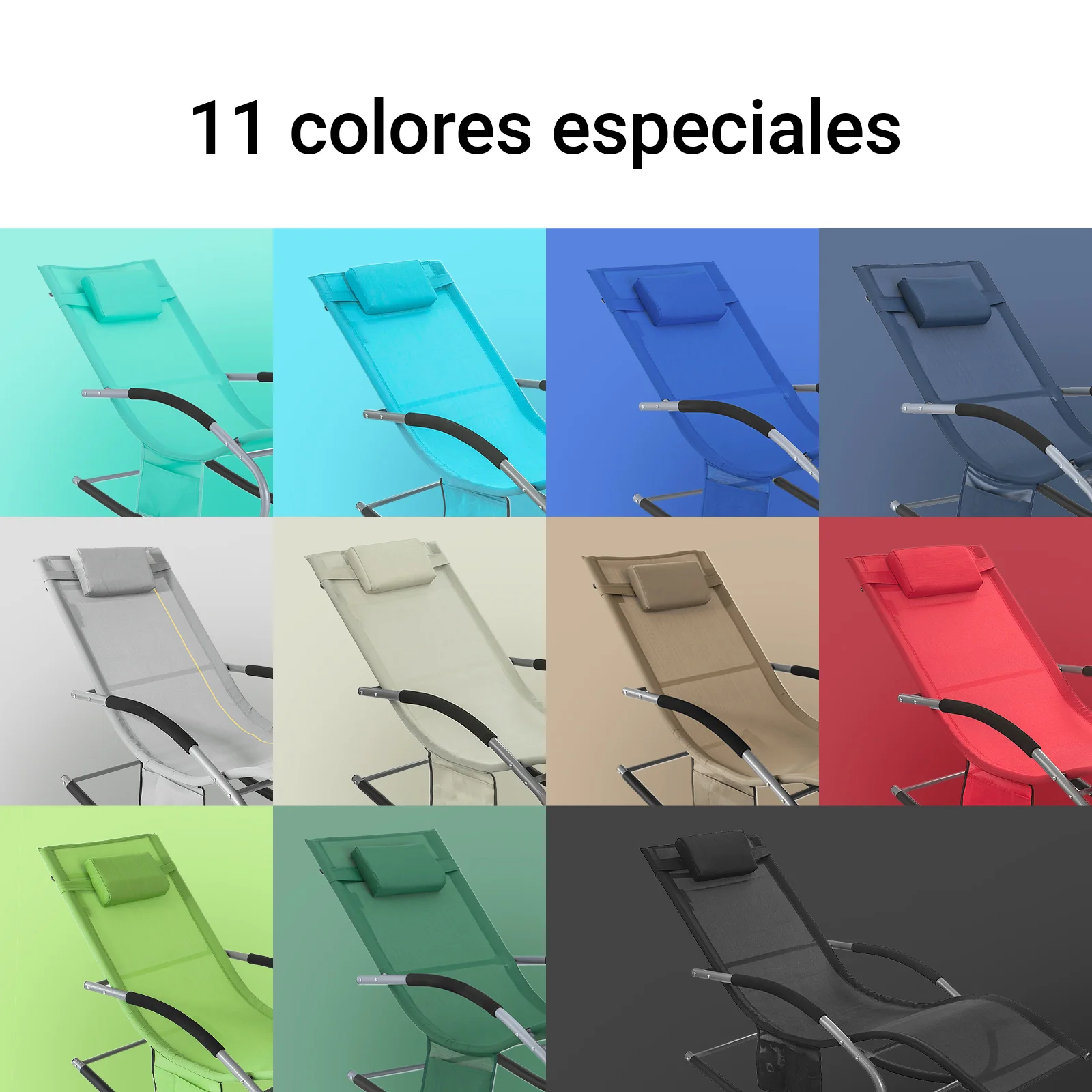 SoBuy OGS28-HGx2 Tumbonas X2 con Almohada y Bolsillo Lateral - Image 9