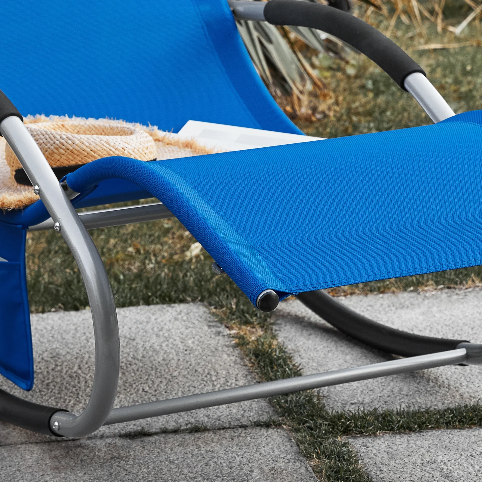 SoBuy OGS28-KB Tumbona Mecedora con Almohada y Bolsillo Color Azul Real - Image 9