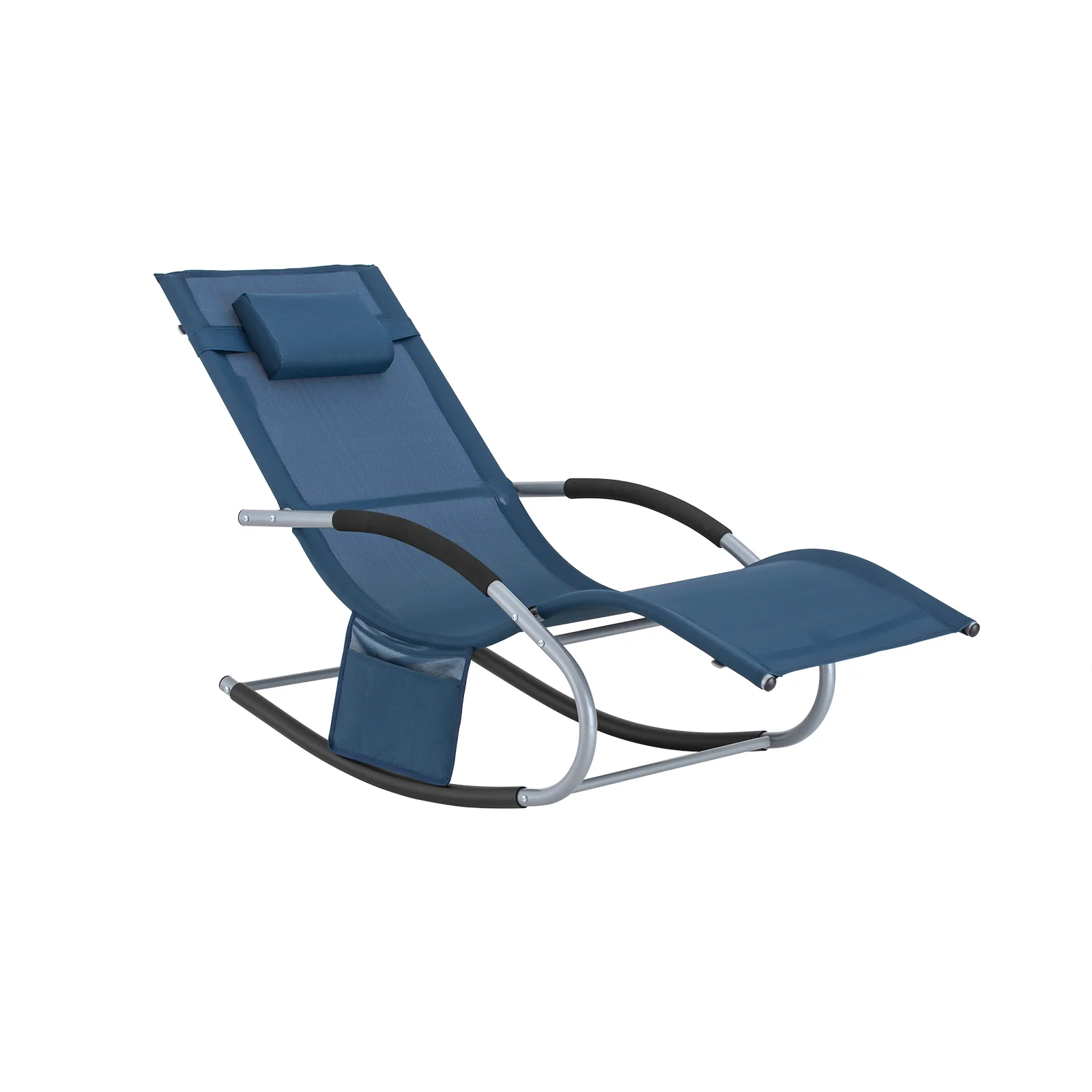 SoBuy OGS28-NB Tumbona Mecedora con Almohada y Bolsillo Color Azul de prusia