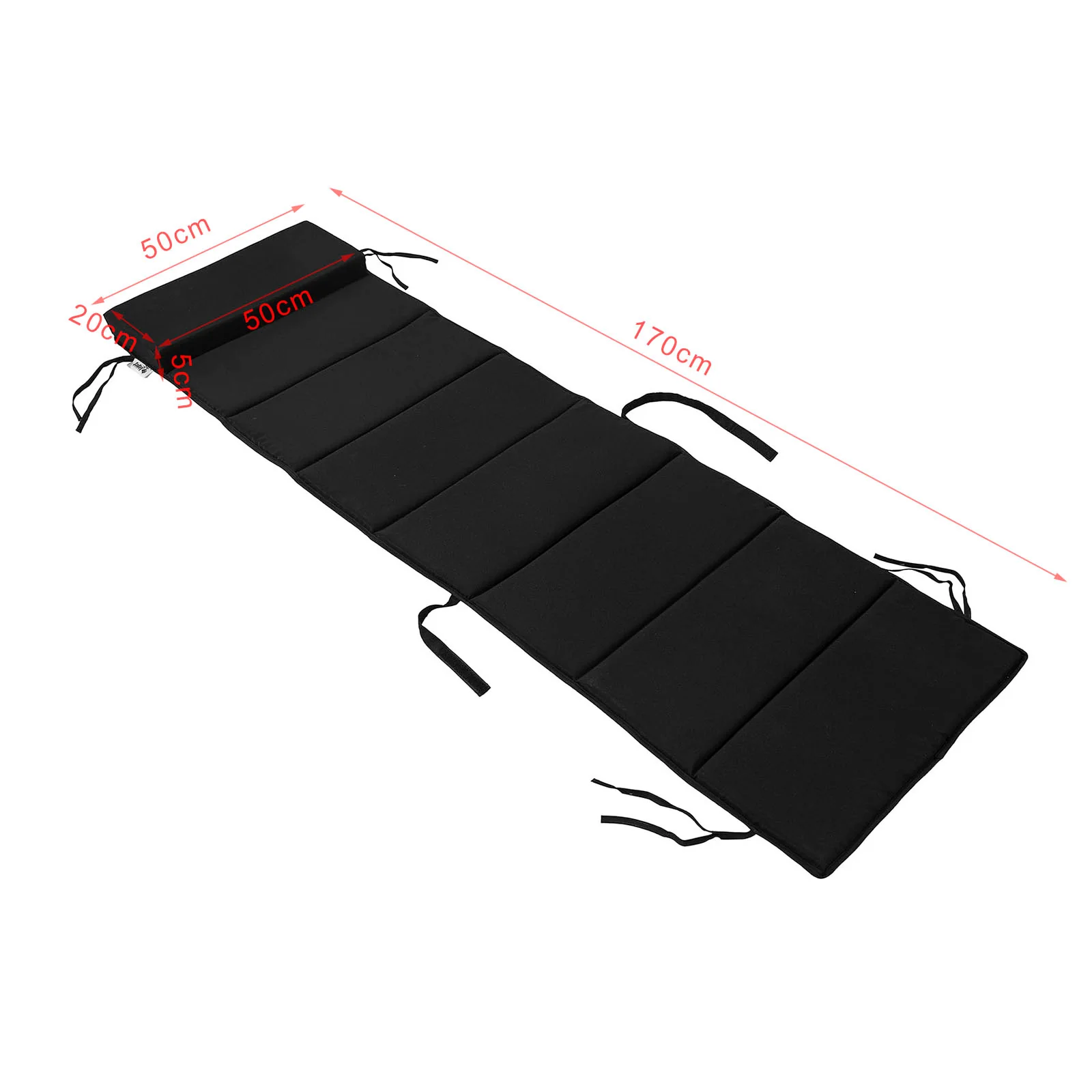 SoBuy OGS28-P02 Cojín para tumbonas con Almohada 170 x 50 cm Negro - Image 3