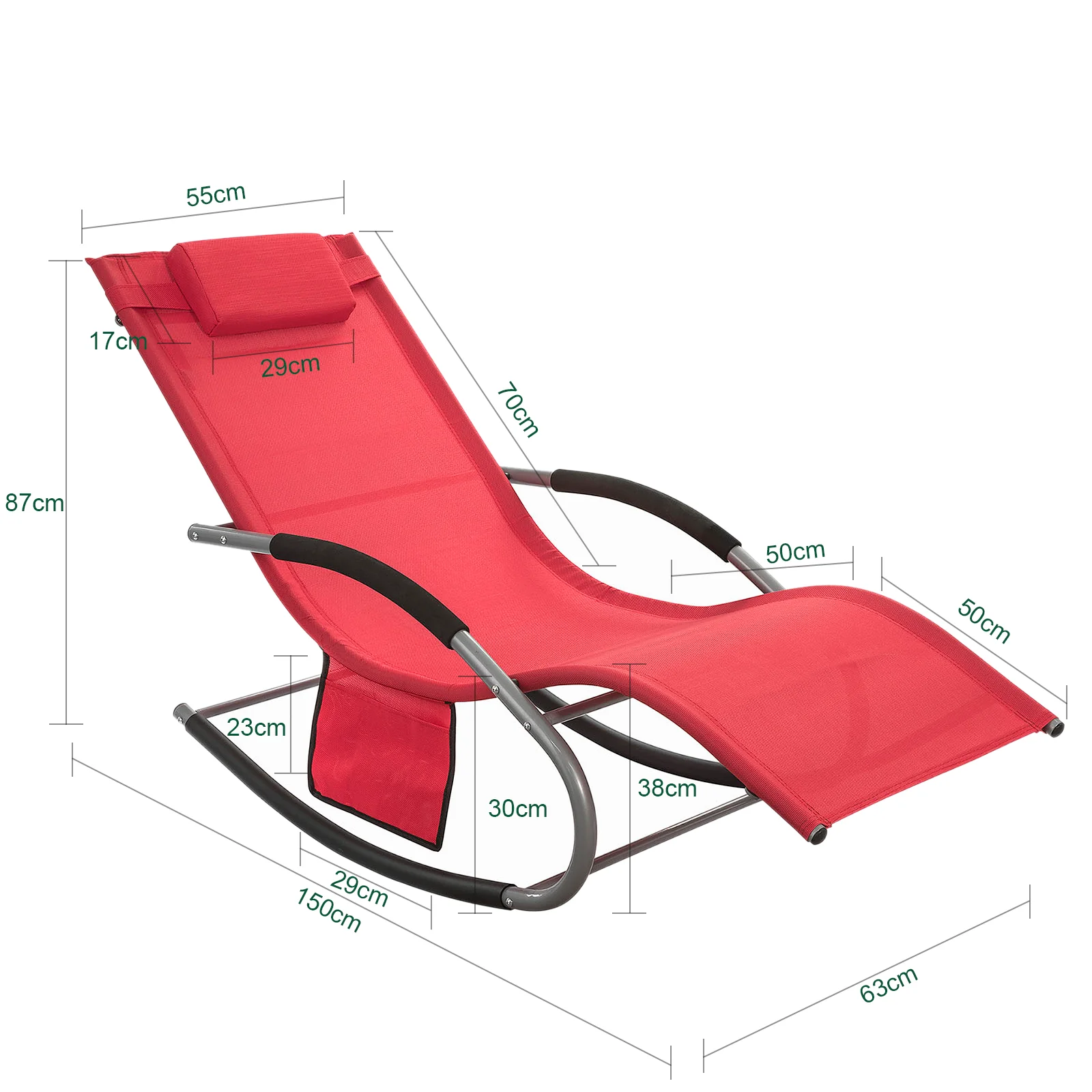 SoBuy OGS28-Rx2 Tumbonas x2 con Almohada y Bolsillo Lateral - Image 3