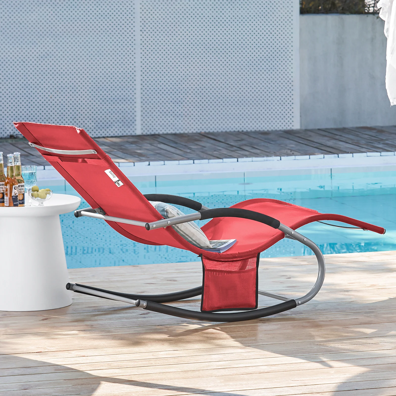 SoBuy OGS28-Rx2 Tumbonas x2 con Almohada y Bolsillo Lateral - Image 6