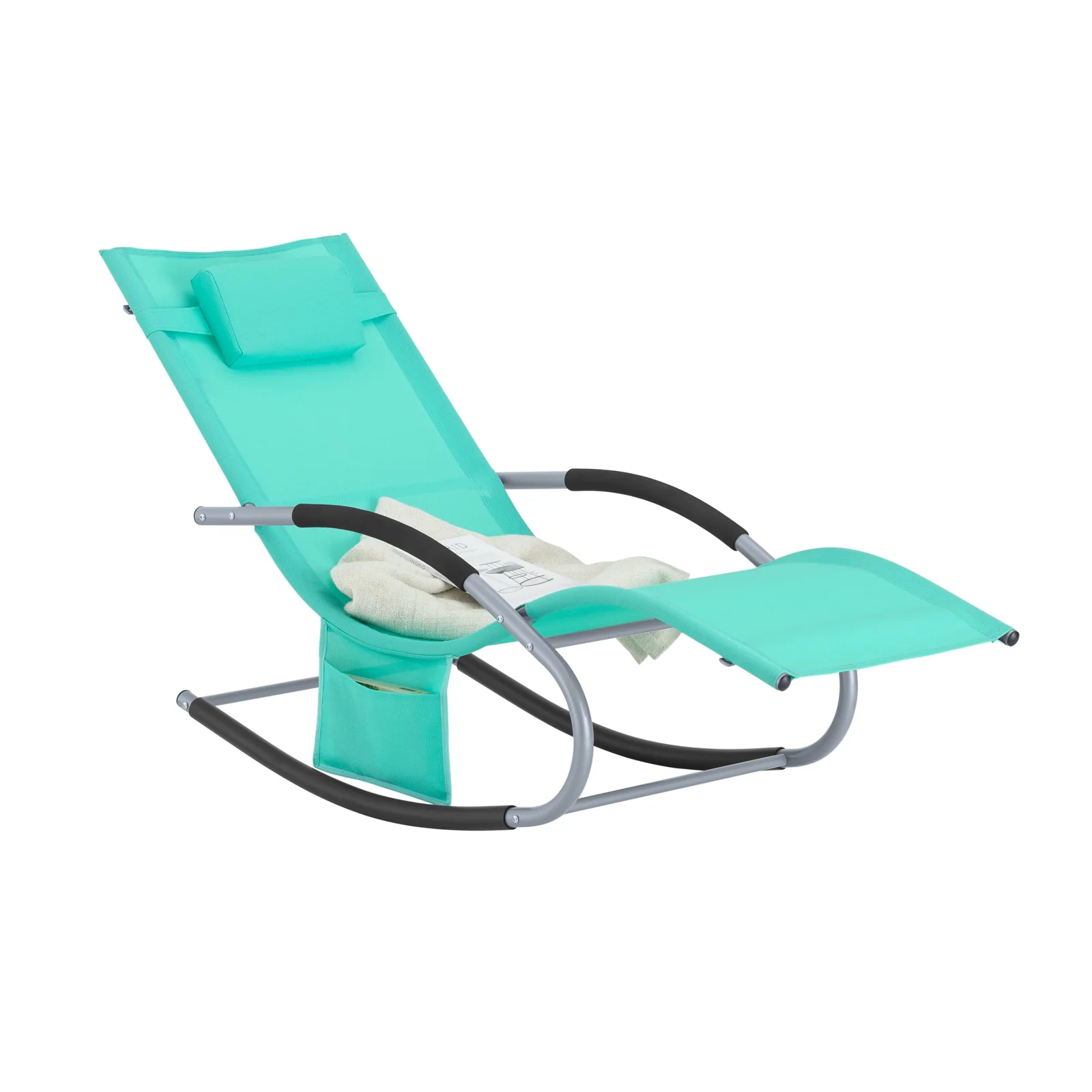 SoBuy OGS28-TB Tumbona Mecedora con Almohada y Bolsillo Color Azul Tiffany