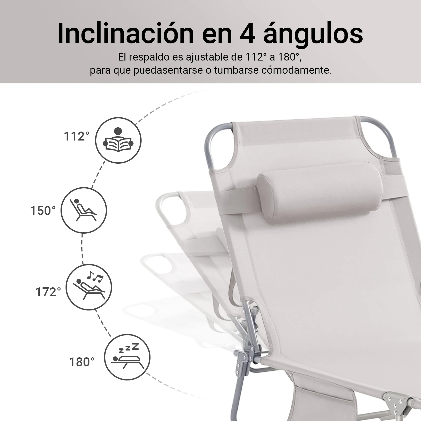 SoBuy OGS35-MIx2 Set de 2 tumbonas beige - Image 4