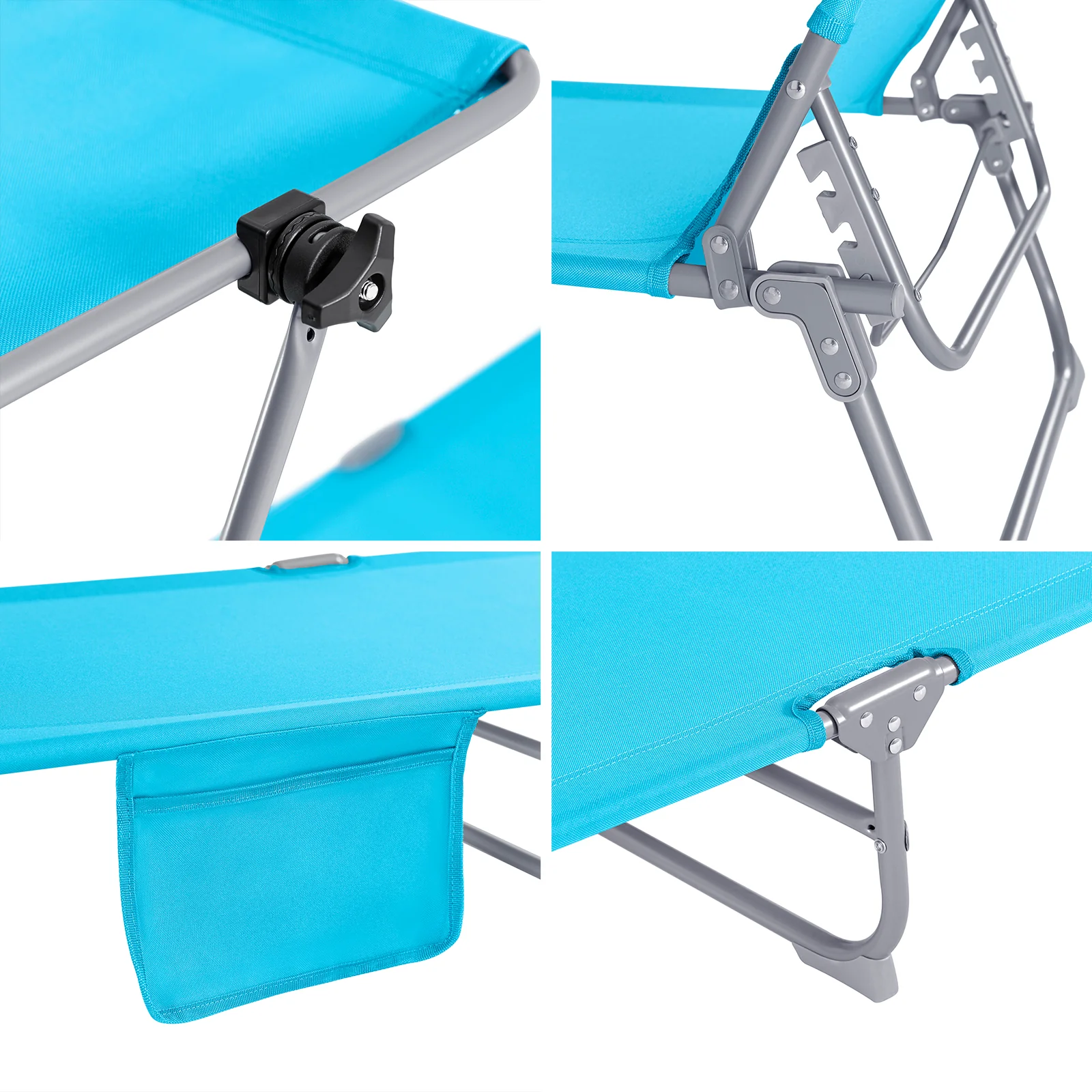 SoBuy OGS48-B Tumbona Plegable con Respaldo Reclinable y Parasol - Image 9