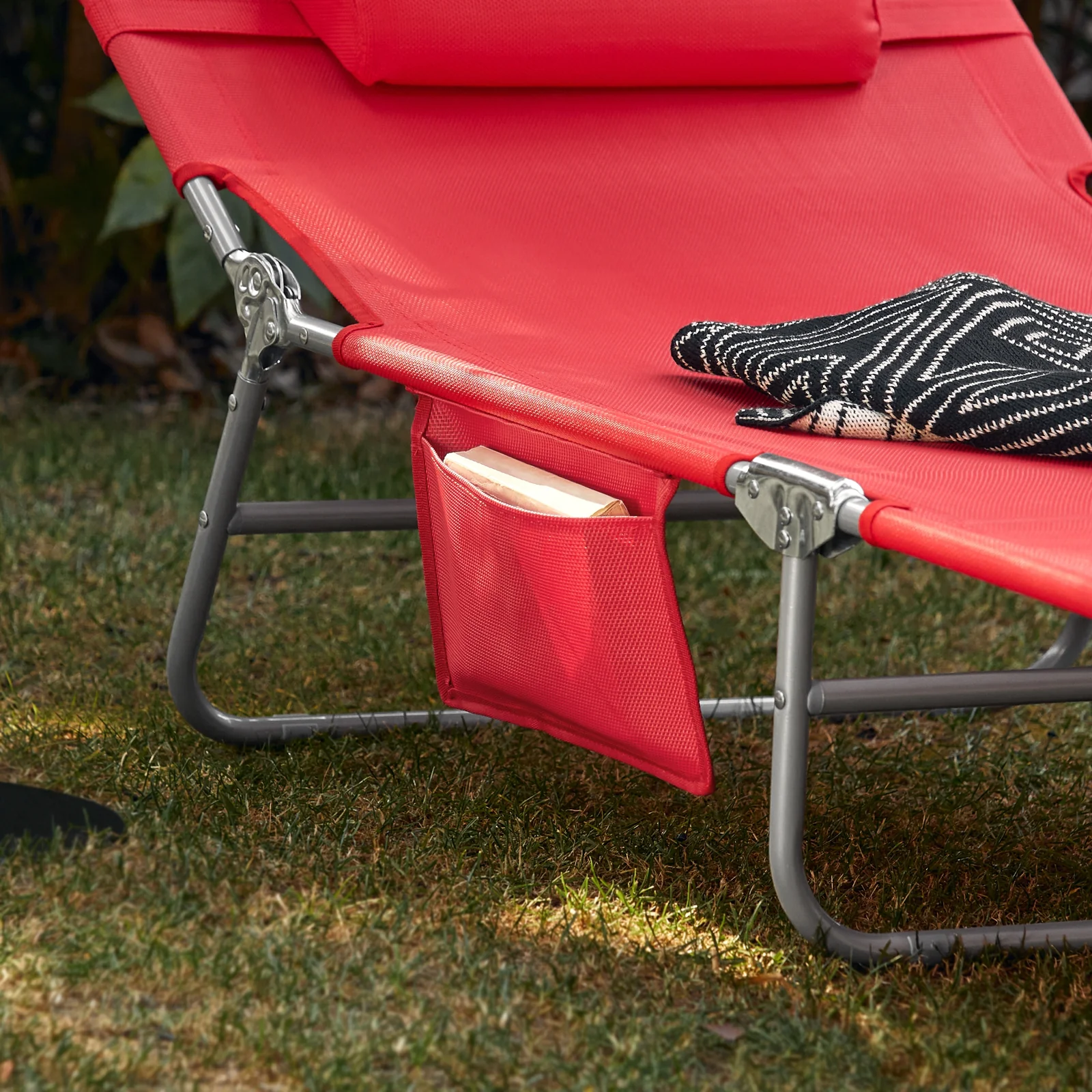SoBuy OGS48-R Tumbona Plegable con Respaldo Reclinable y Parasol - Image 6