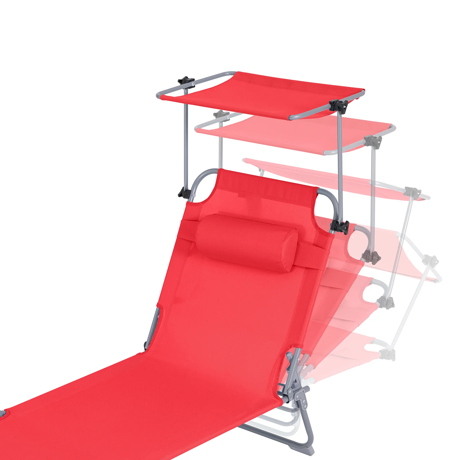 SoBuy OGS48-R Tumbona Plegable con Respaldo Reclinable y Parasol - Image 7