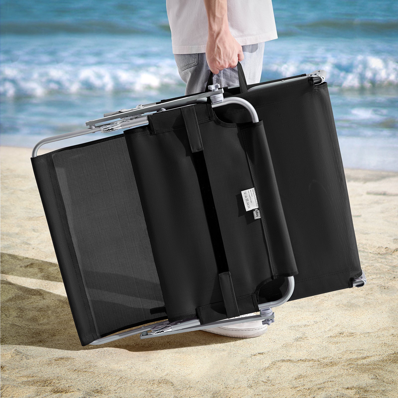 SoBuy OGS48-SCH Tumbona con Respaldo Reclinable y Parasol - Image 5