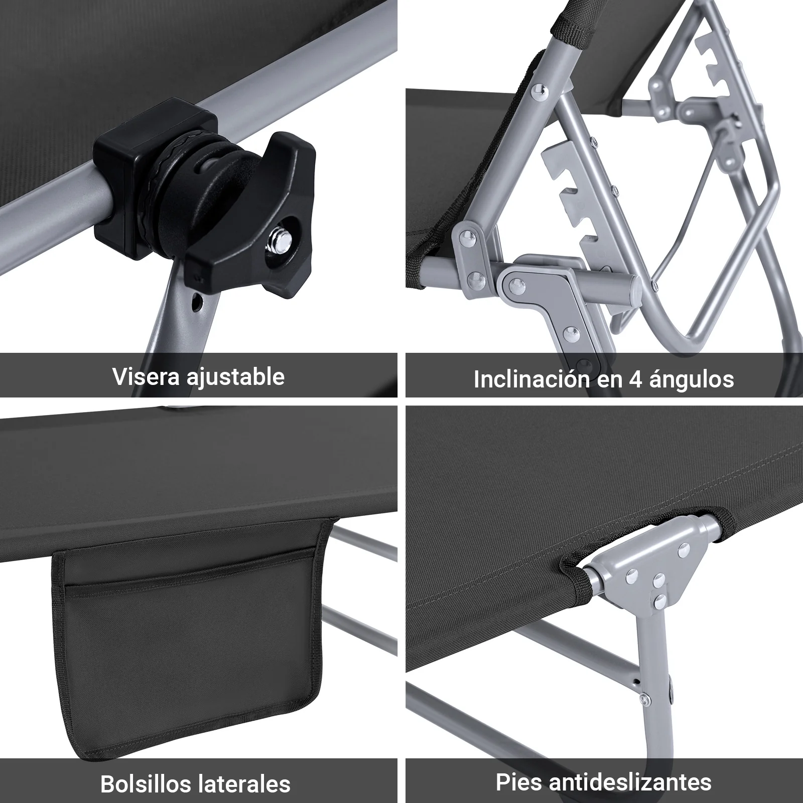 SoBuy OGS48-SCH Tumbona con Respaldo Reclinable y Parasol - Image 8