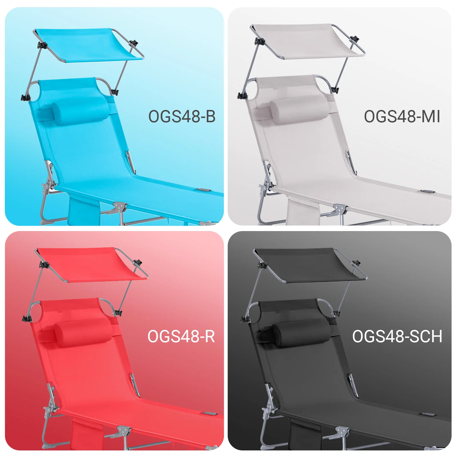 SoBuy OGS48-SCH Tumbona con Respaldo Reclinable y Parasol - Image 9