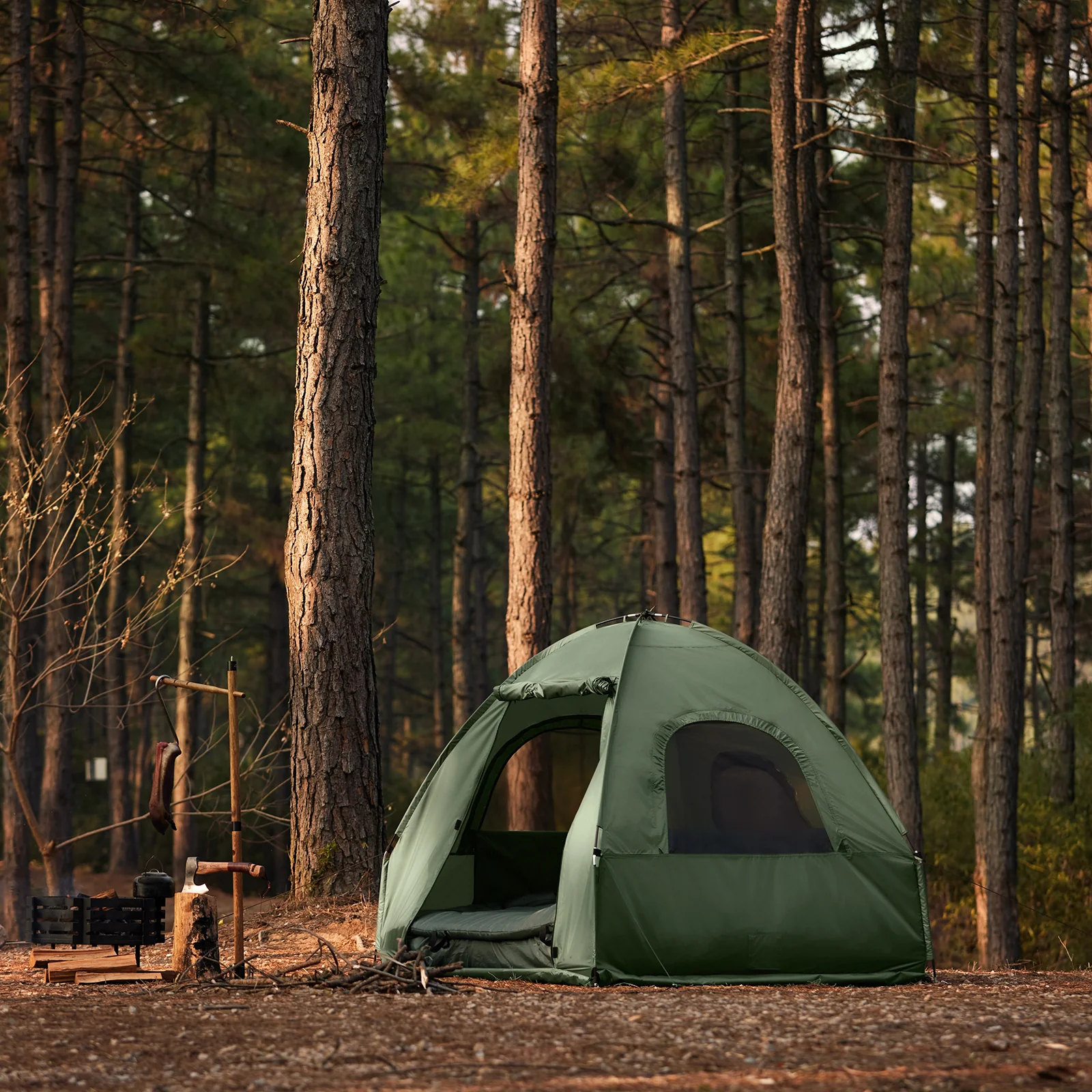 SoBuy OGS61-L-GR Tienda 4 en 1 Práctica para 2 Personas Cama de campaña Litera Verde 193 x 145 x 185 cm - Image 10