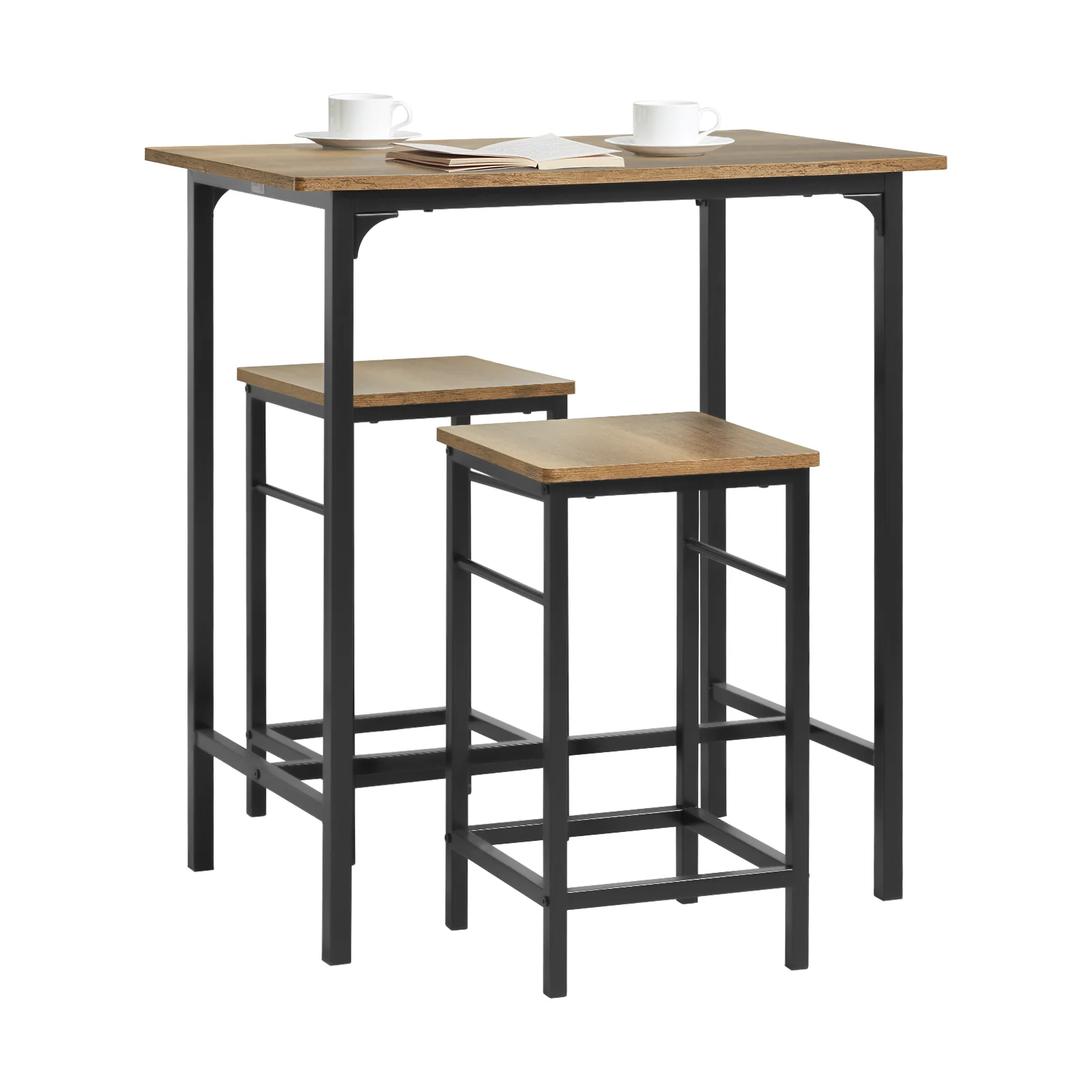 SoBuy OGT10-PF Juego de Mesa Alta de Bar con 2 taburetes